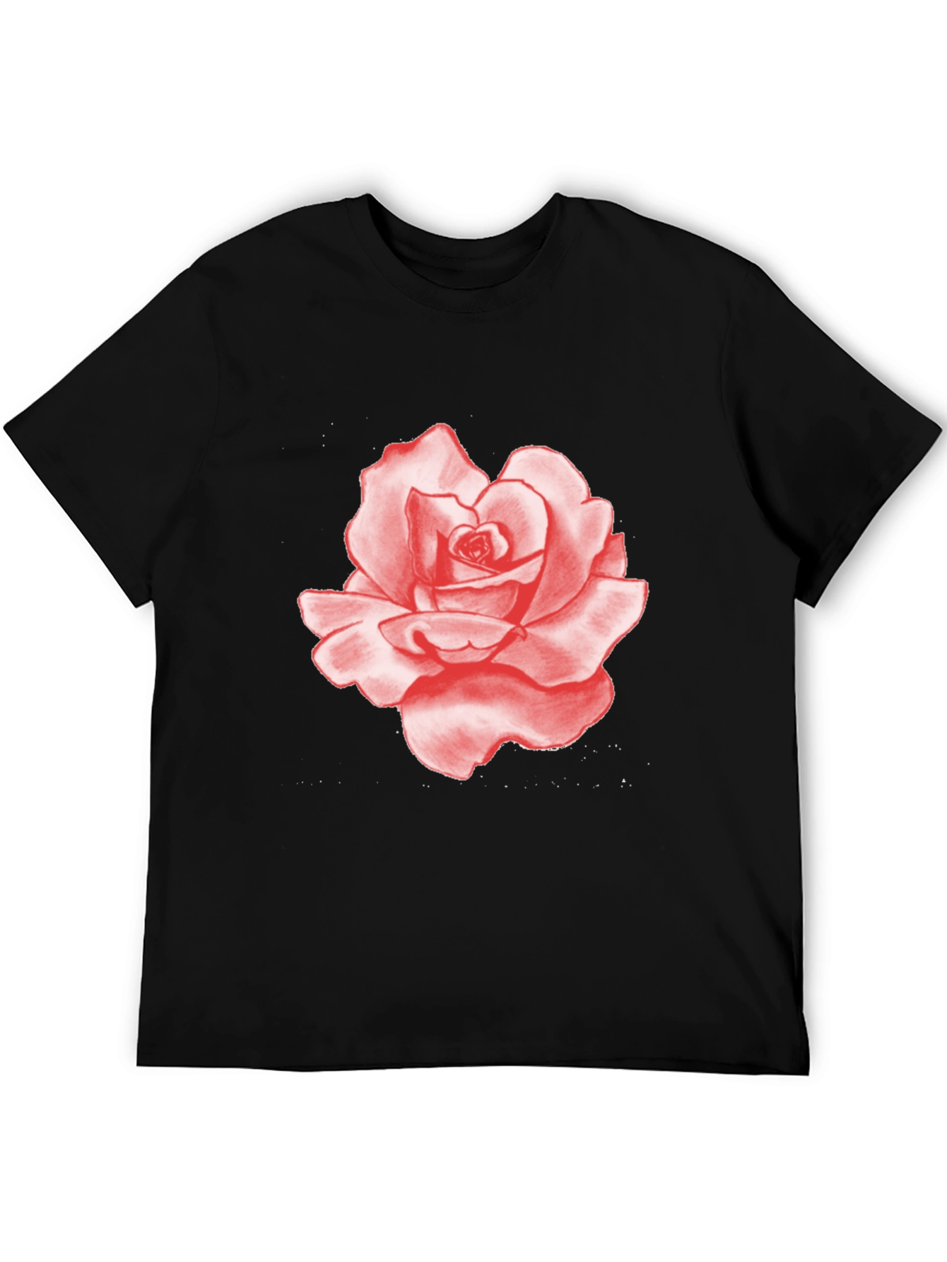 Red Rose Graphic Print Black T-Shirt