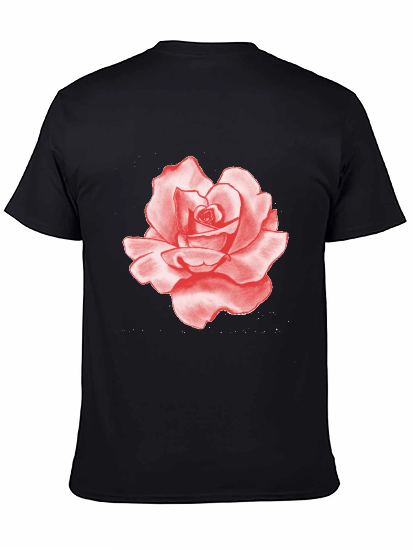 Red Rose Graphic Print Black T-Shirt