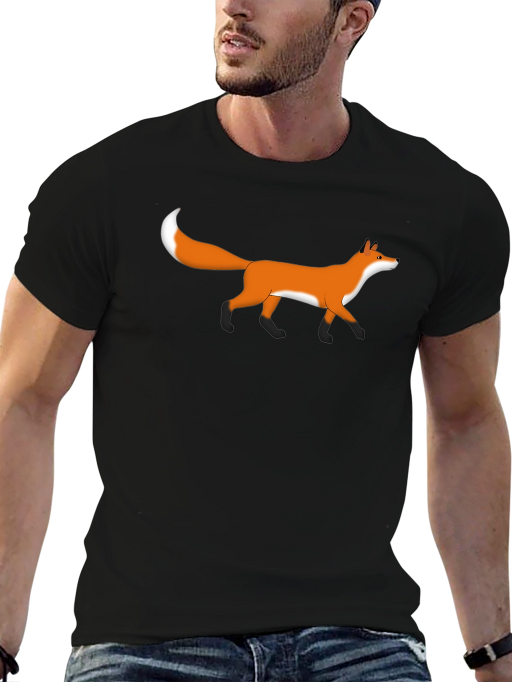 Fox Graphic Tee - Black Casual T-Shirt
