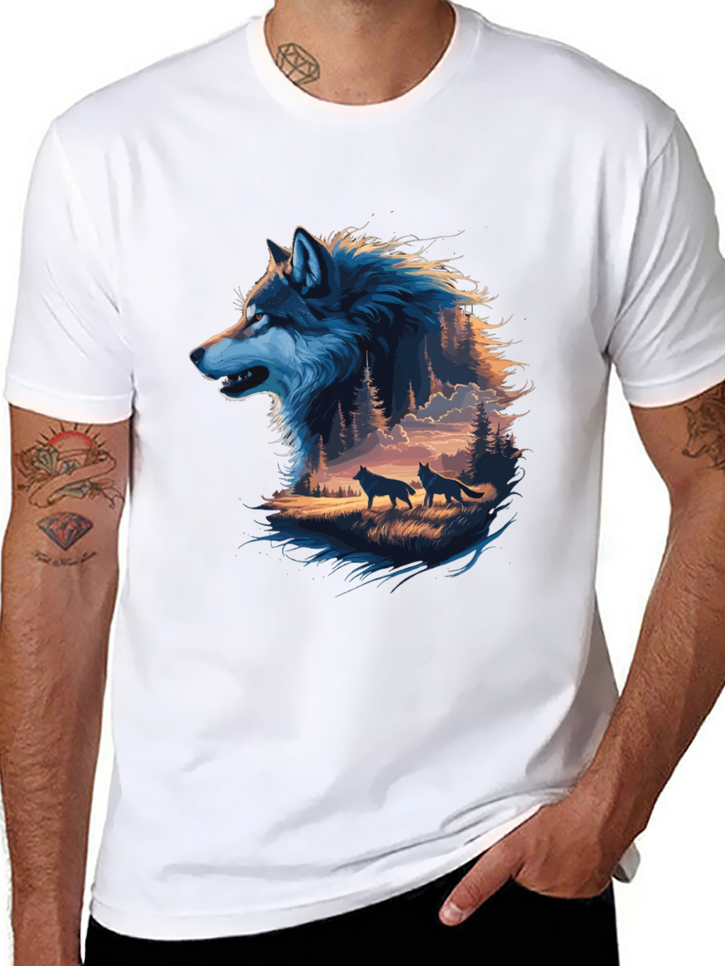 Wolf Pack Graphic Tee - Mens Black T-Shirt