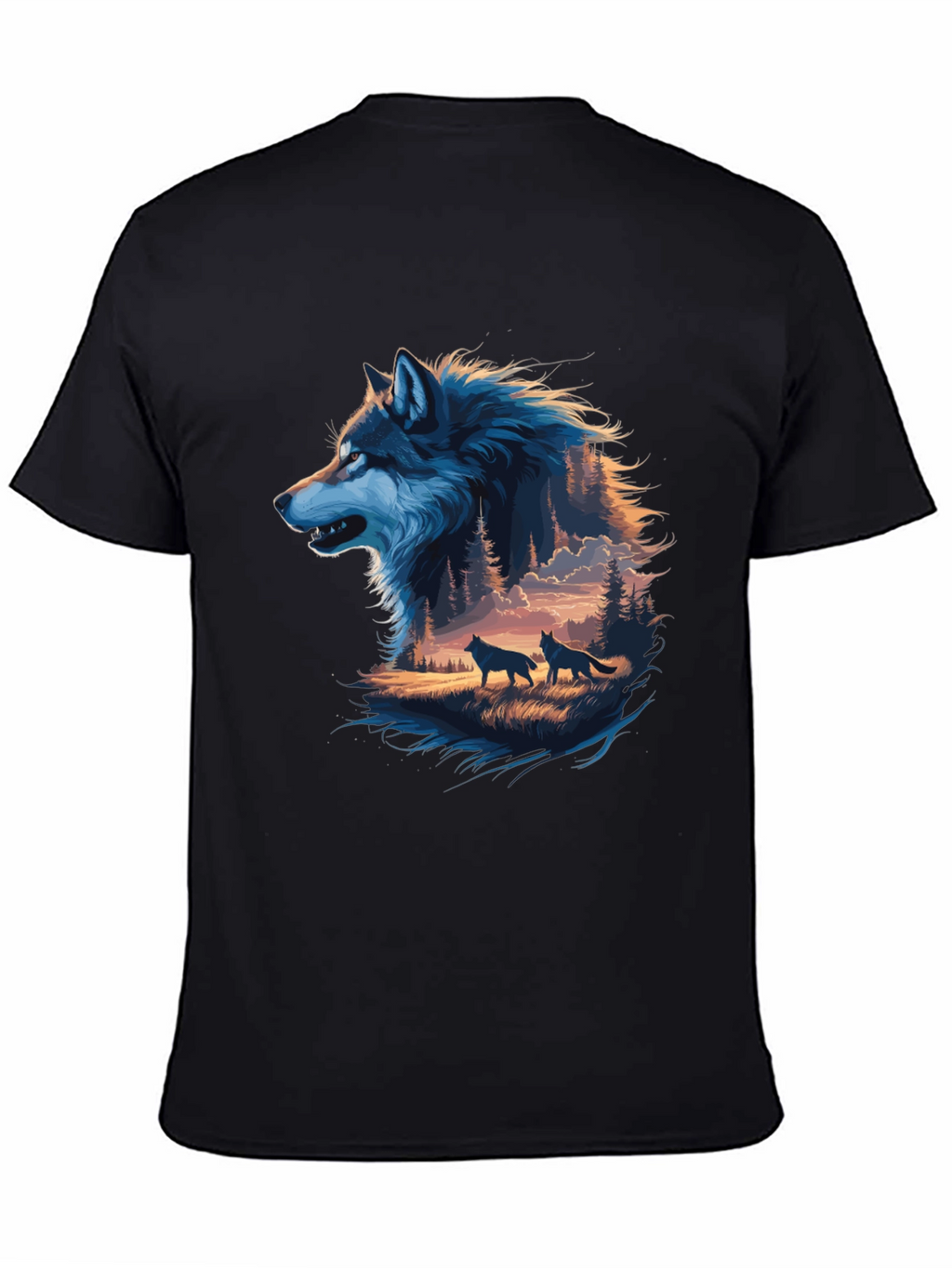 Wolf Pack Graphic Tee - Mens Black T-Shirt