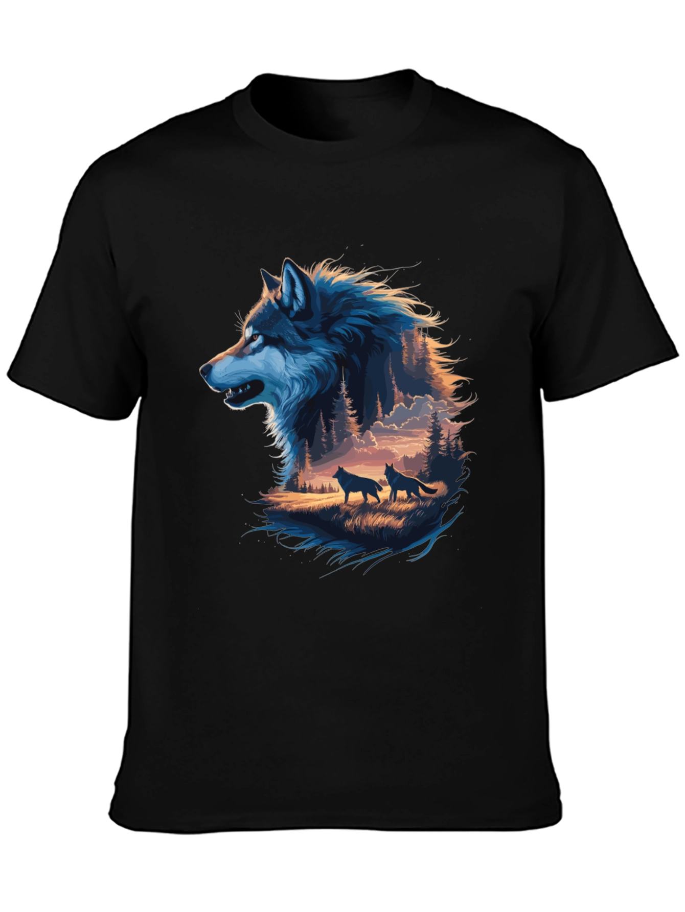 Wolf Pack Graphic Tee - Mens Black T-Shirt
