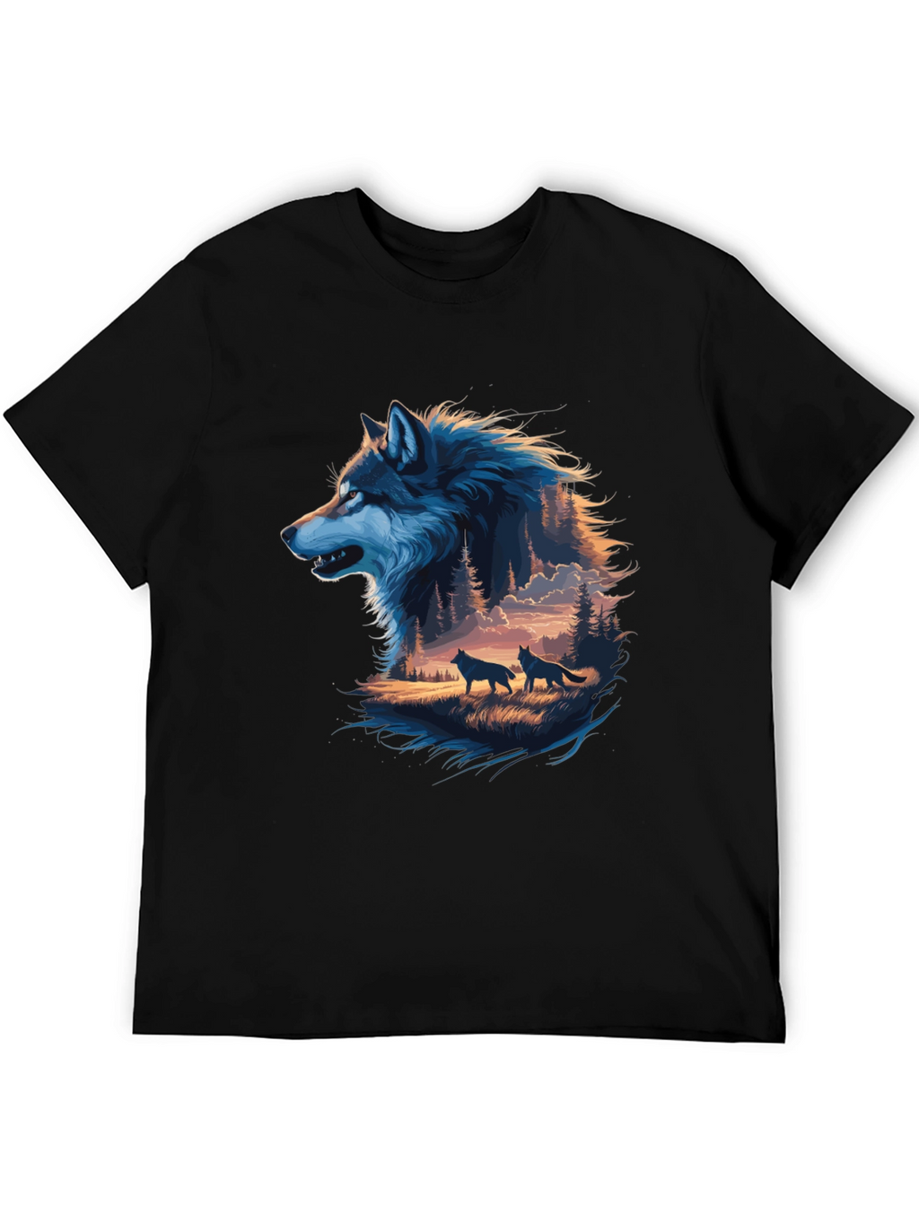 Wolf Pack Graphic Tee - Mens Black T-Shirt