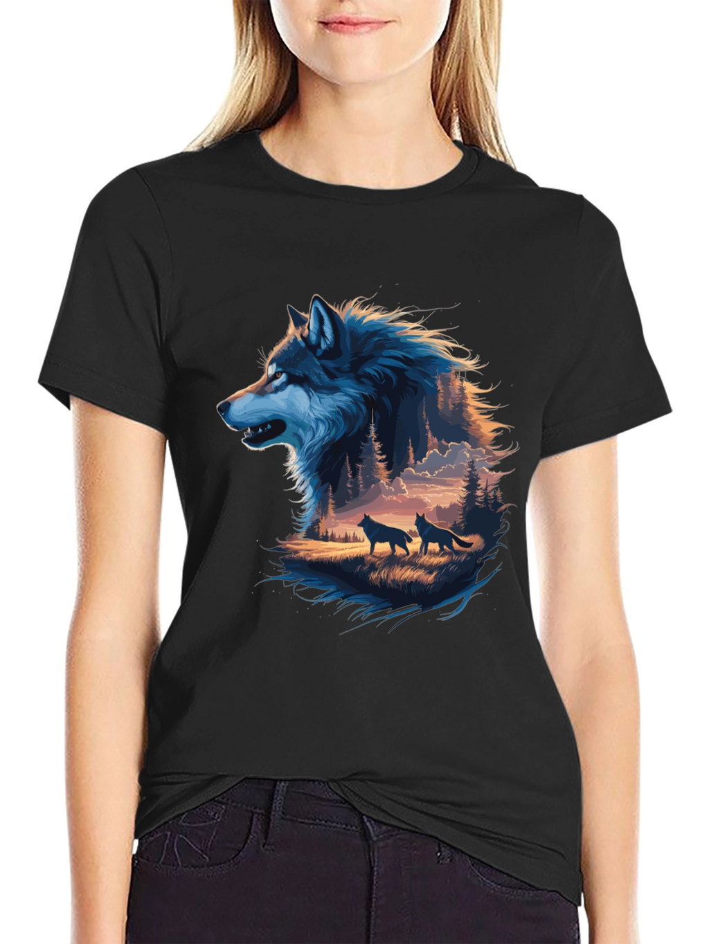 Wolf Pack Graphic Tee - Mens Black T-Shirt