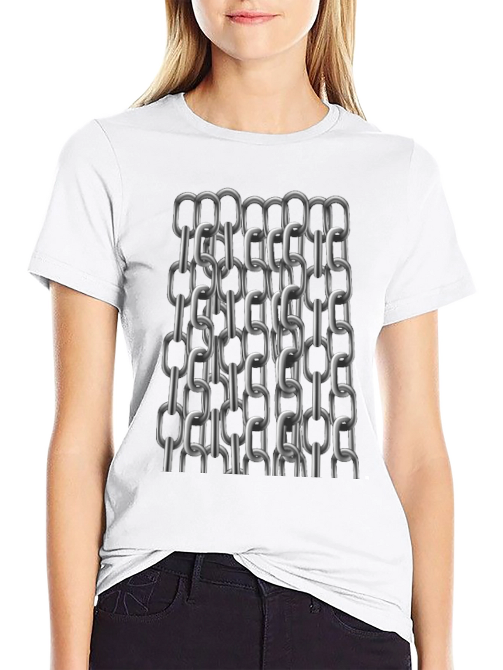 Metal Chain Print T-Shirt - Modern Black Tee