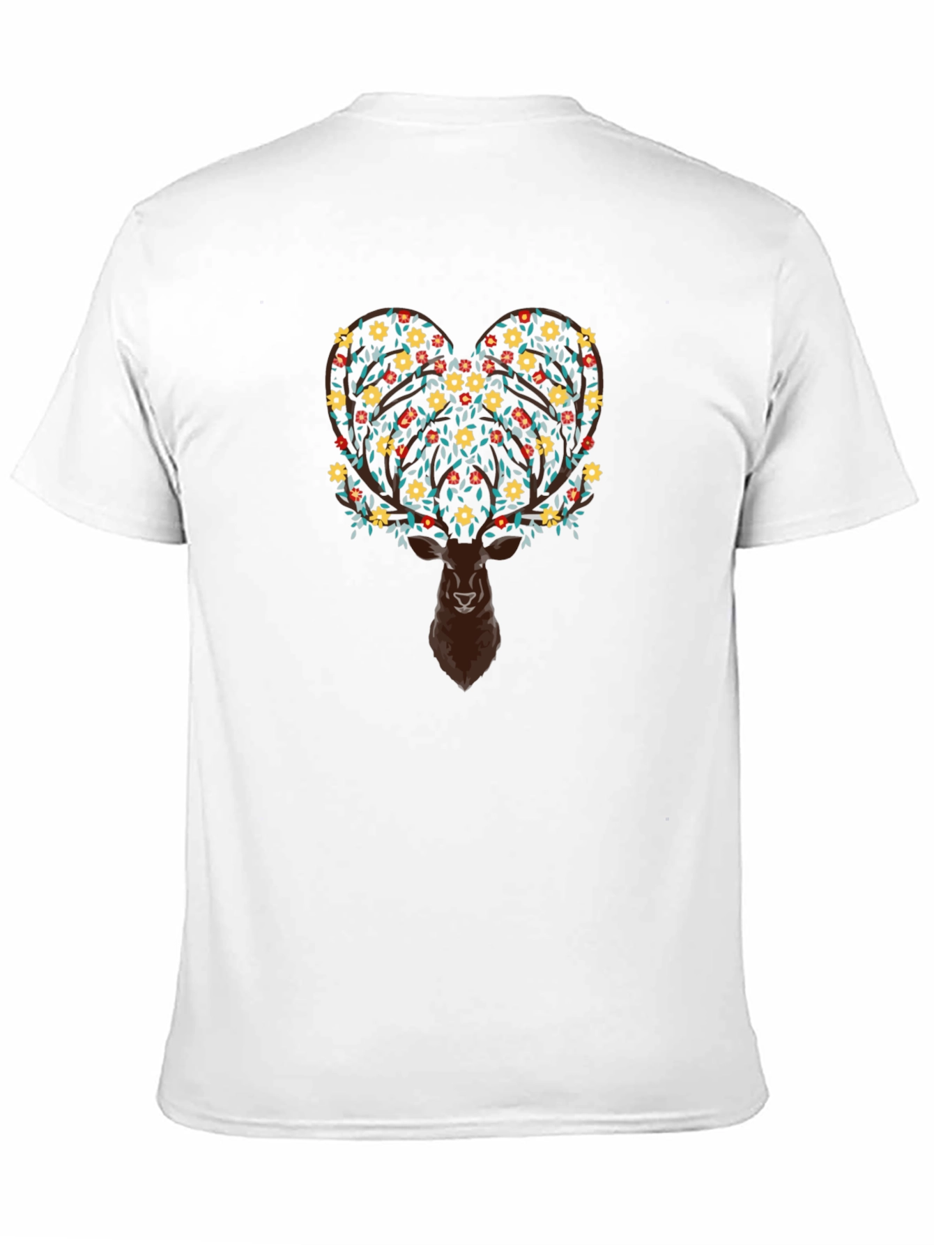Floral Deer Graphic Tee - Black Cotton Blend