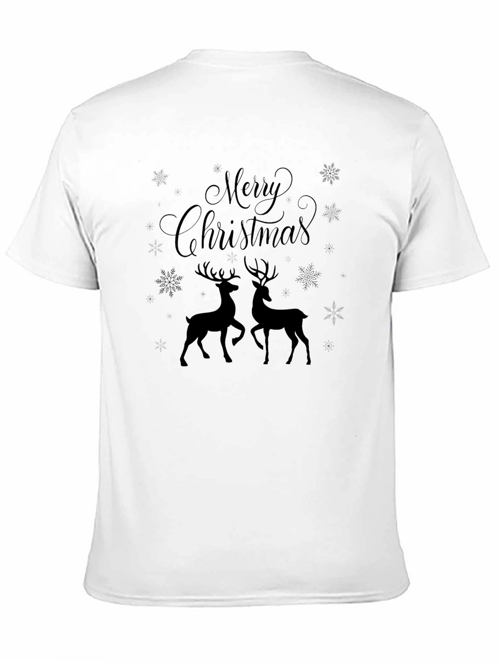 Merry Christmas Reindeer Graphic Tee - Black