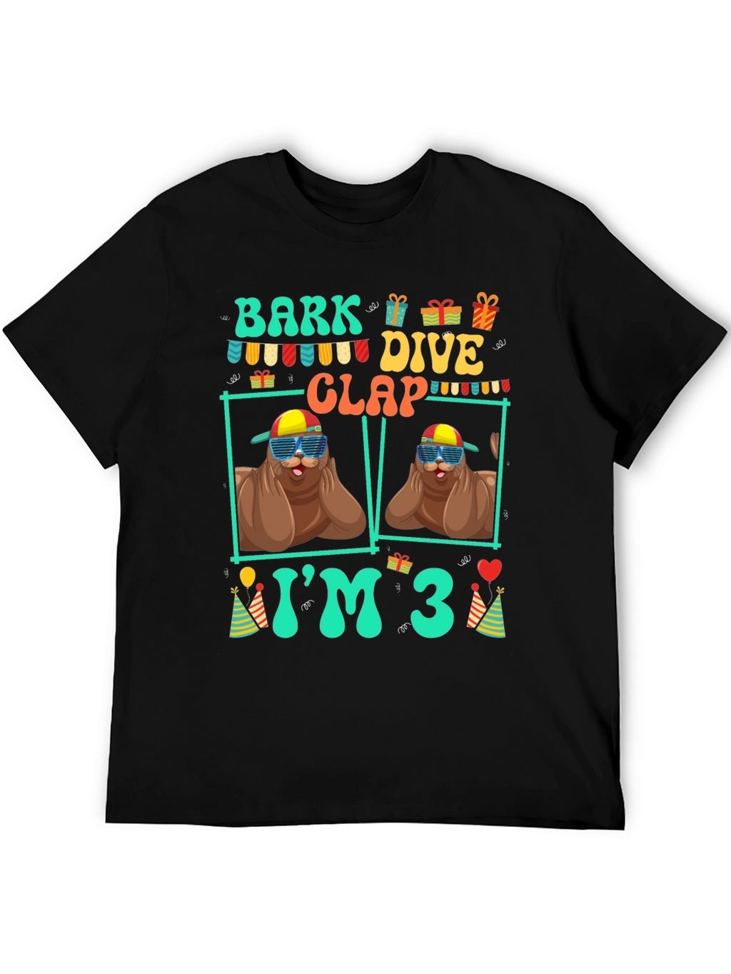 Bark Dive Clap Im 3 Birthday Party T-Shirt