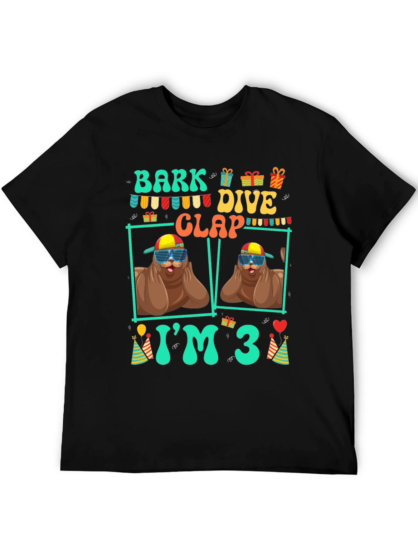 Bark Dive Clap Im 3 Birthday Party T-Shirt