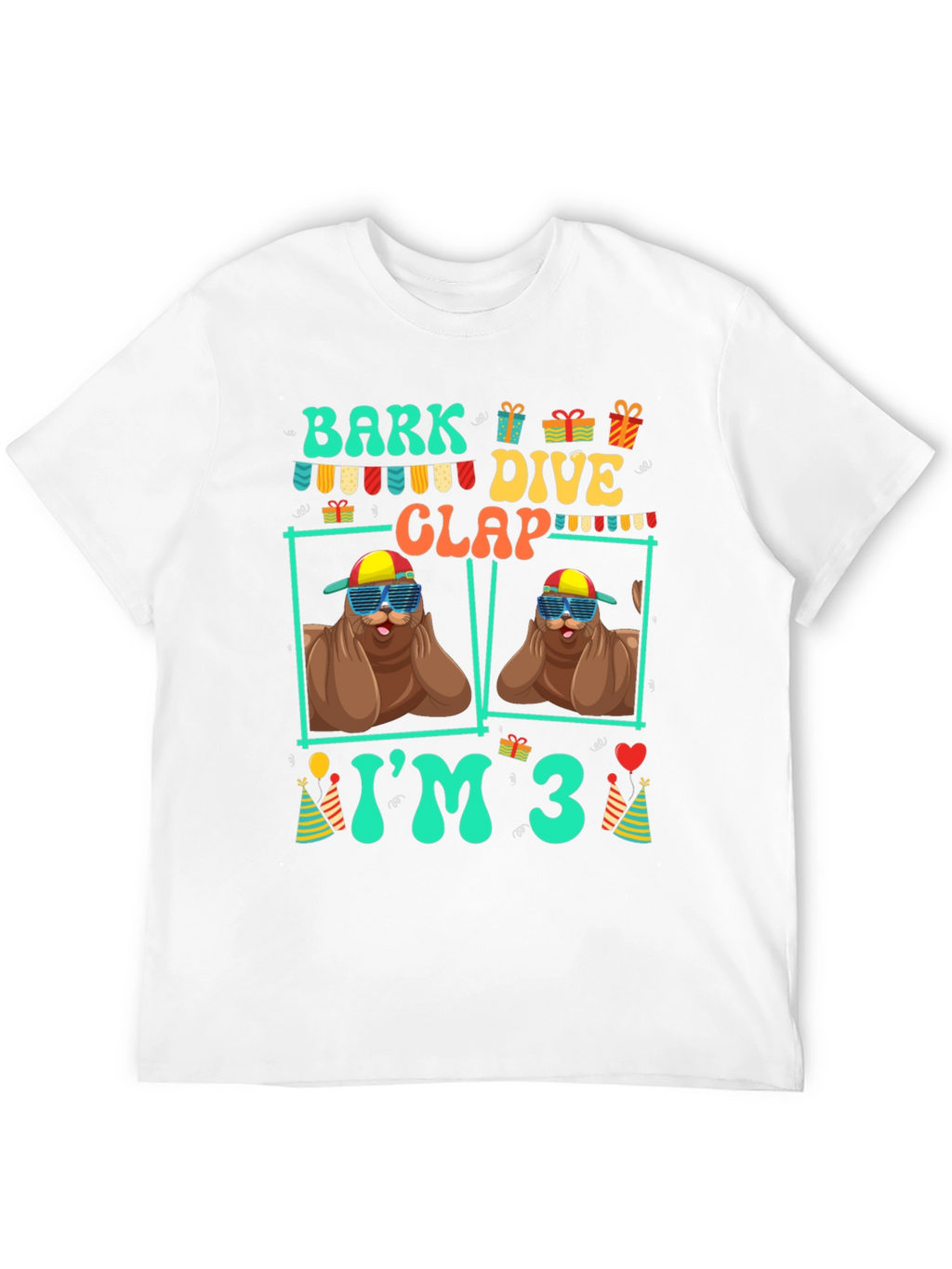 Bark Dive Clap Im 3 Birthday Party T-Shirt