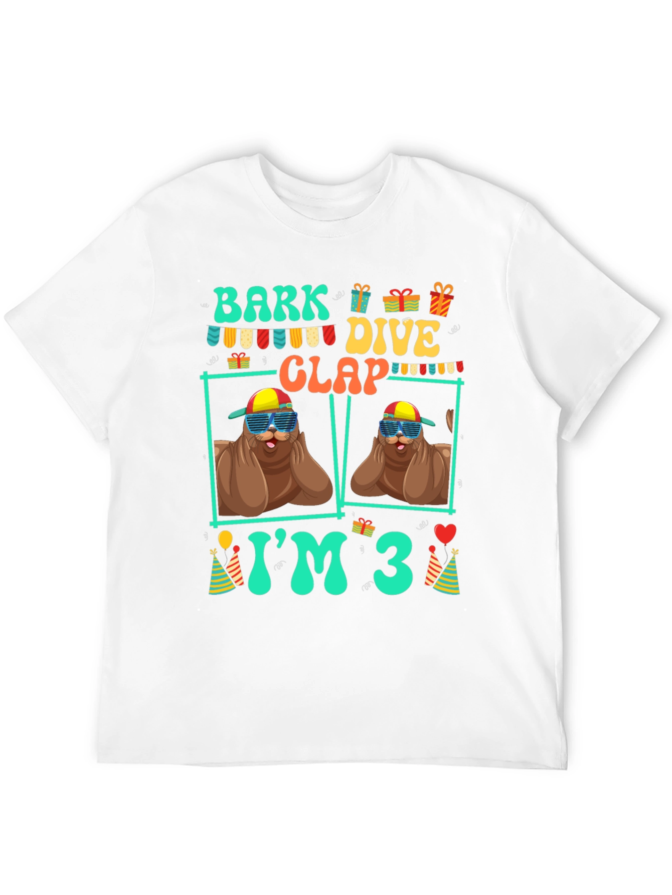 Bark Dive Clap Im 3 Birthday Party T-Shirt