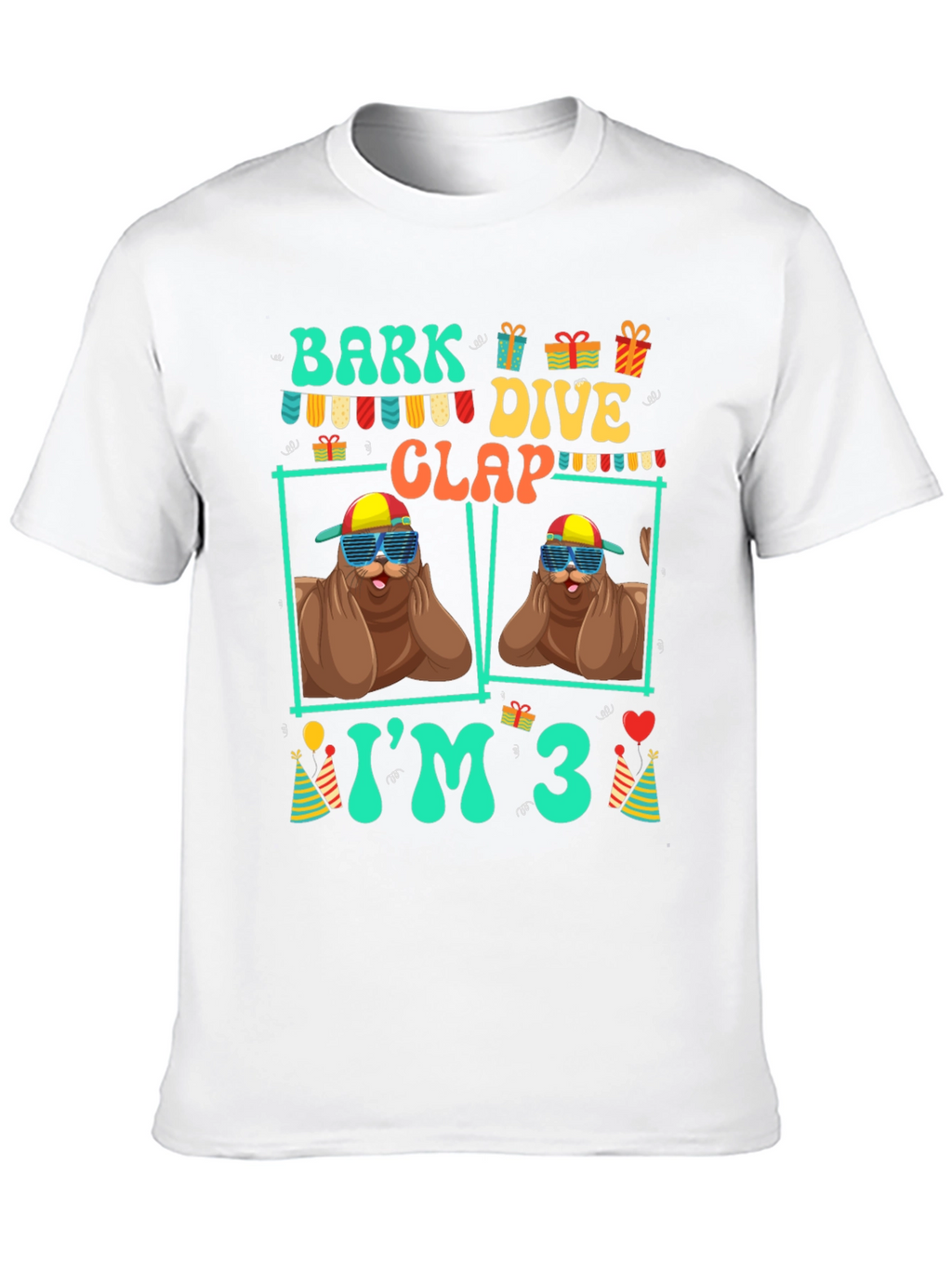 Bark Dive Clap Im 3 Birthday Party T-Shirt