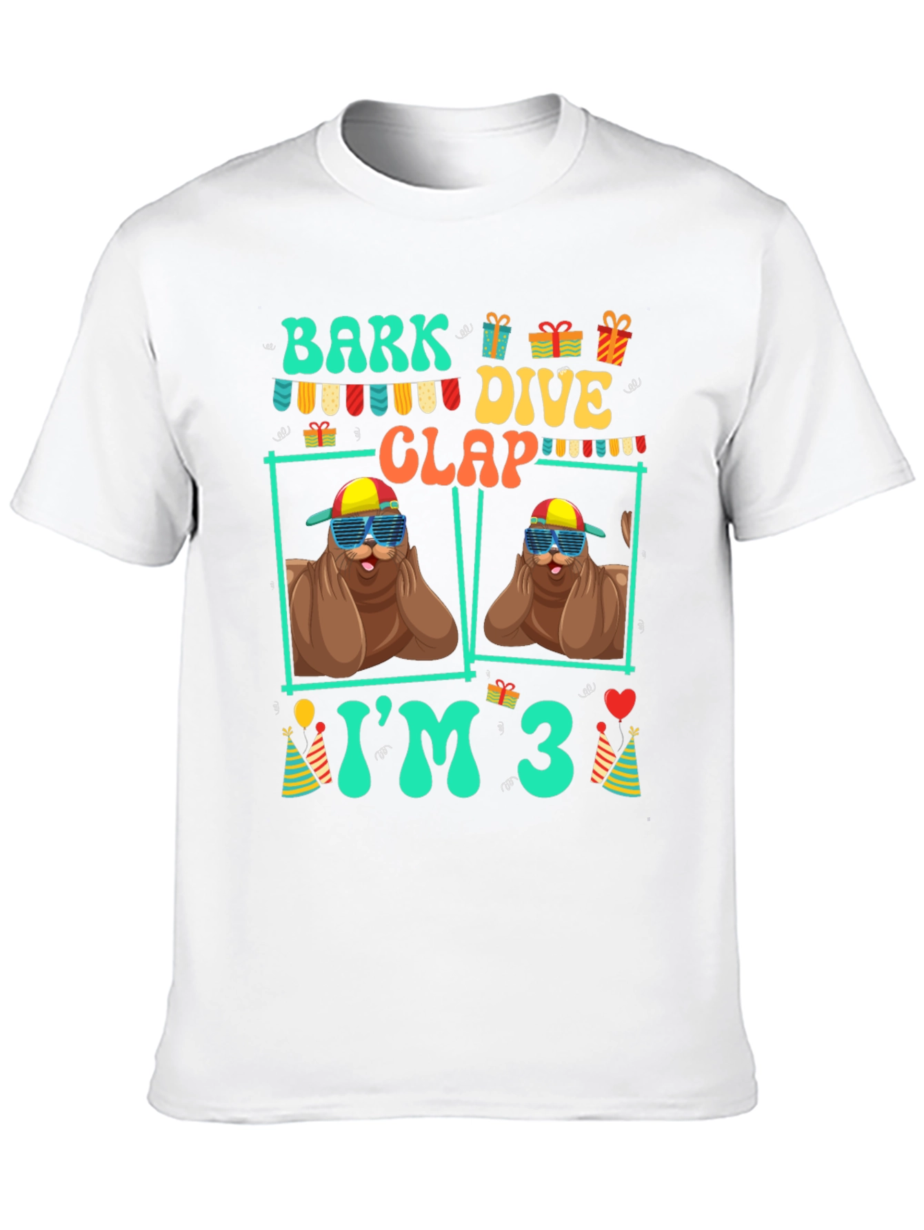 Bark Dive Clap Im 3 Birthday Party T-Shirt