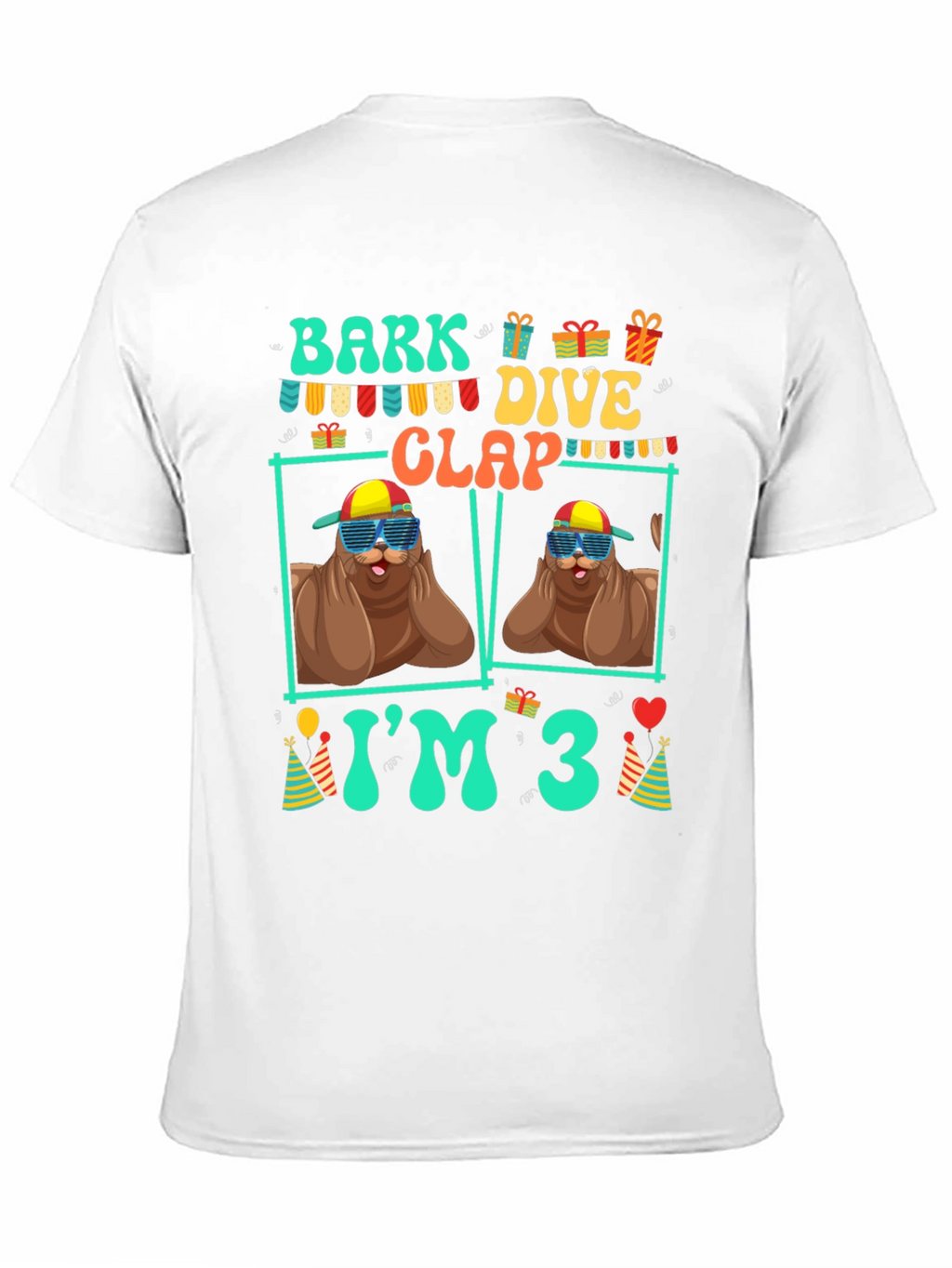 Bark Dive Clap Im 3 Birthday Party T-Shirt