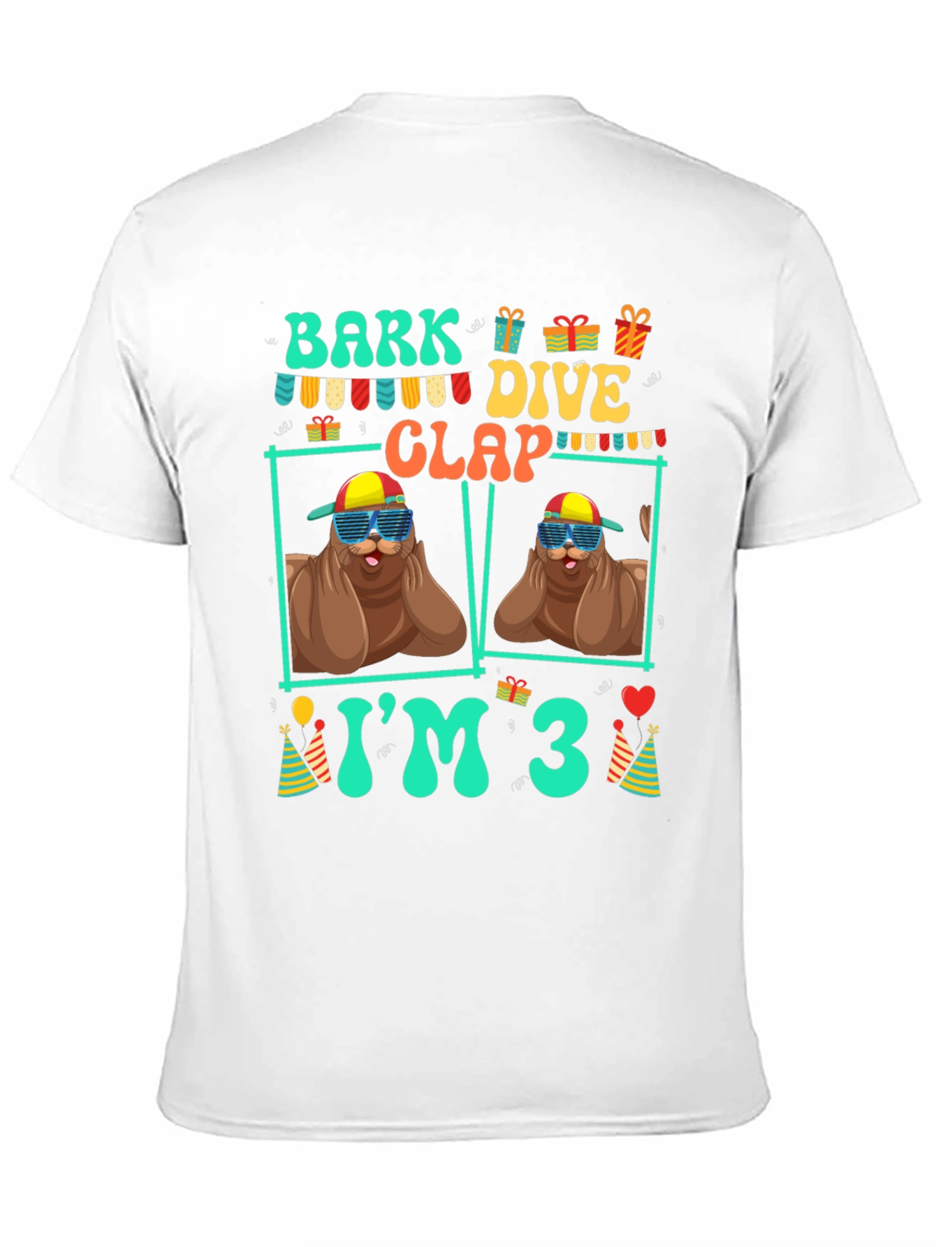 Bark Dive Clap Im 3 Birthday Party T-Shirt