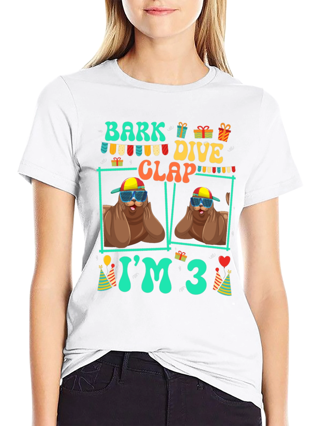 Bark Dive Clap Im 3 Birthday Party T-Shirt