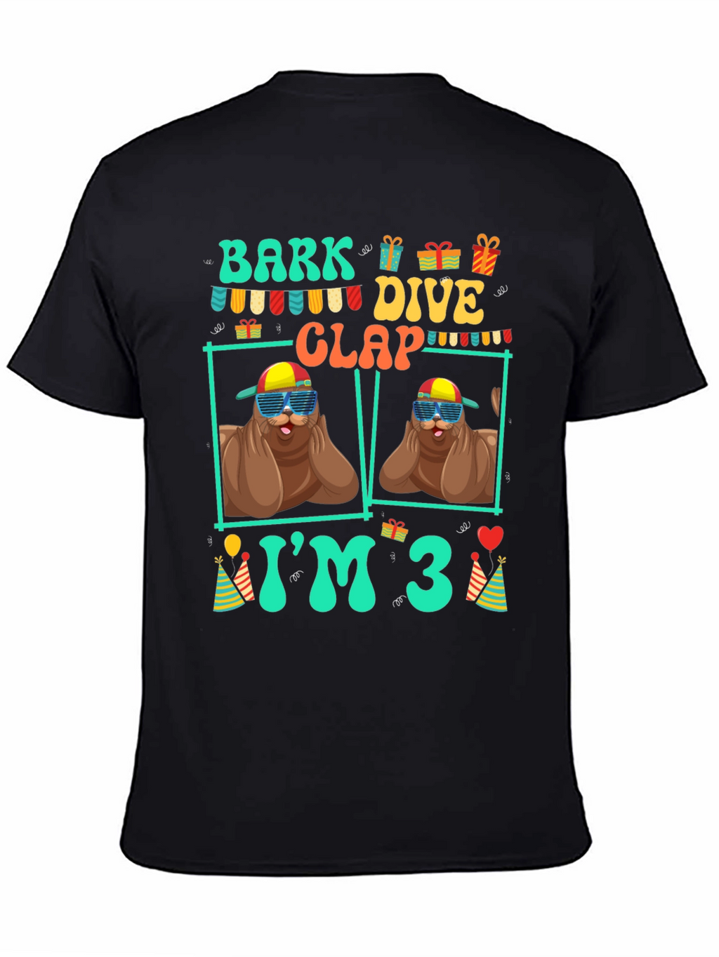 Bark Dive Clap Im 3 Birthday Party T-Shirt