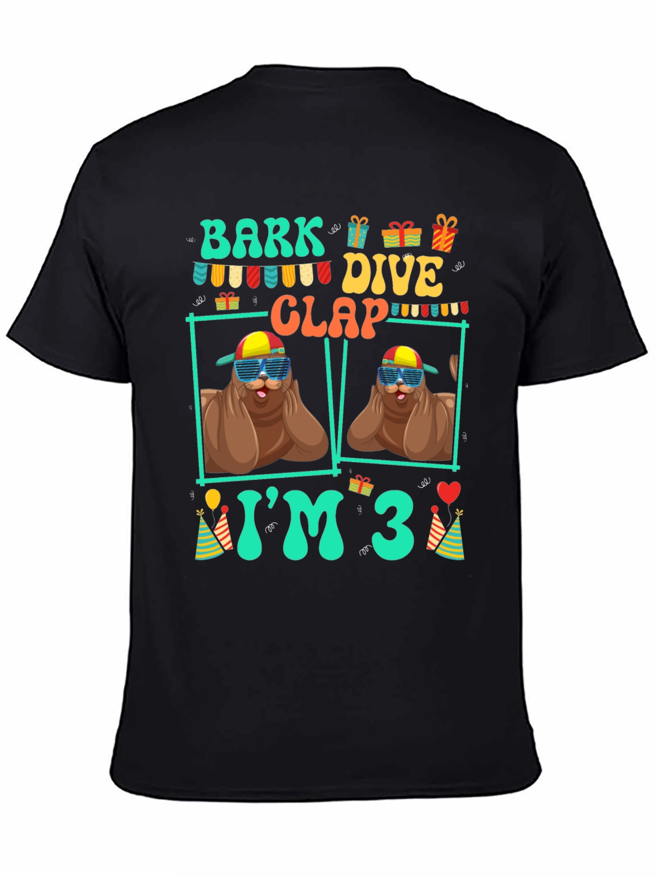 Bark Dive Clap Im 3 Birthday Party T-Shirt