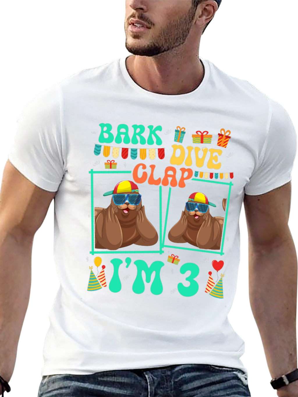 Bark Dive Clap Im 3 Birthday Party T-Shirt