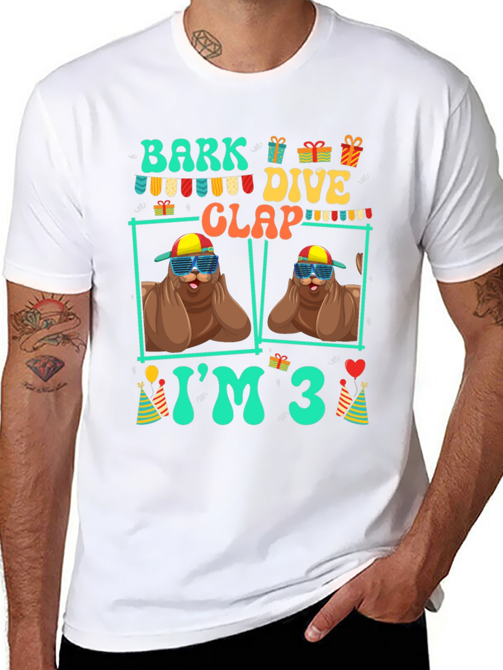 Bark Dive Clap Im 3 Birthday Party T-Shirt
