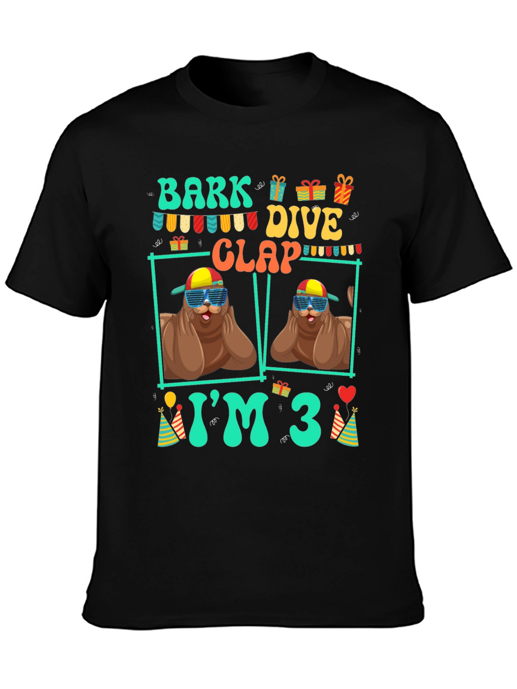 Bark Dive Clap Im 3 Birthday Party T-Shirt