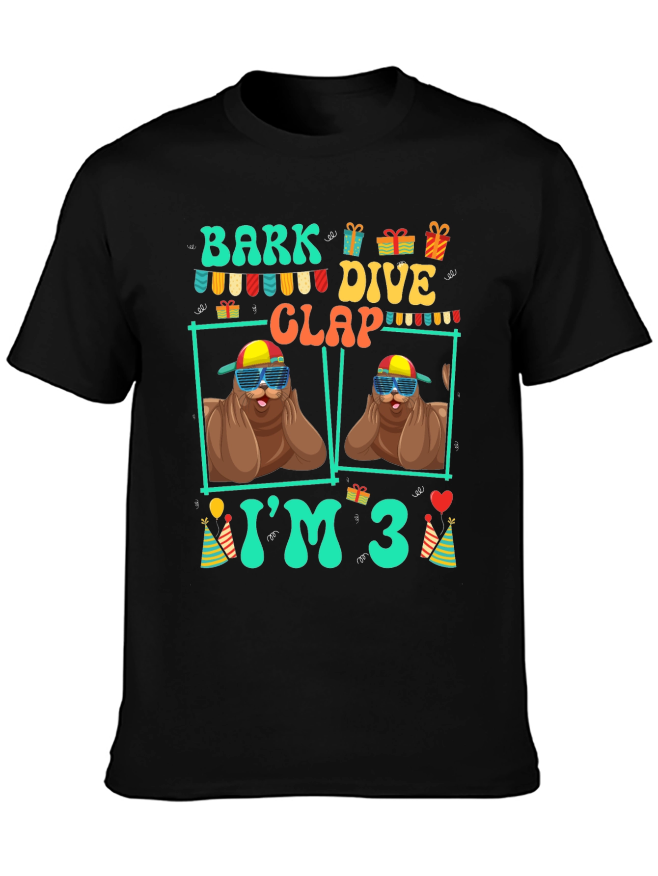 Bark Dive Clap Im 3 Birthday Party T-Shirt