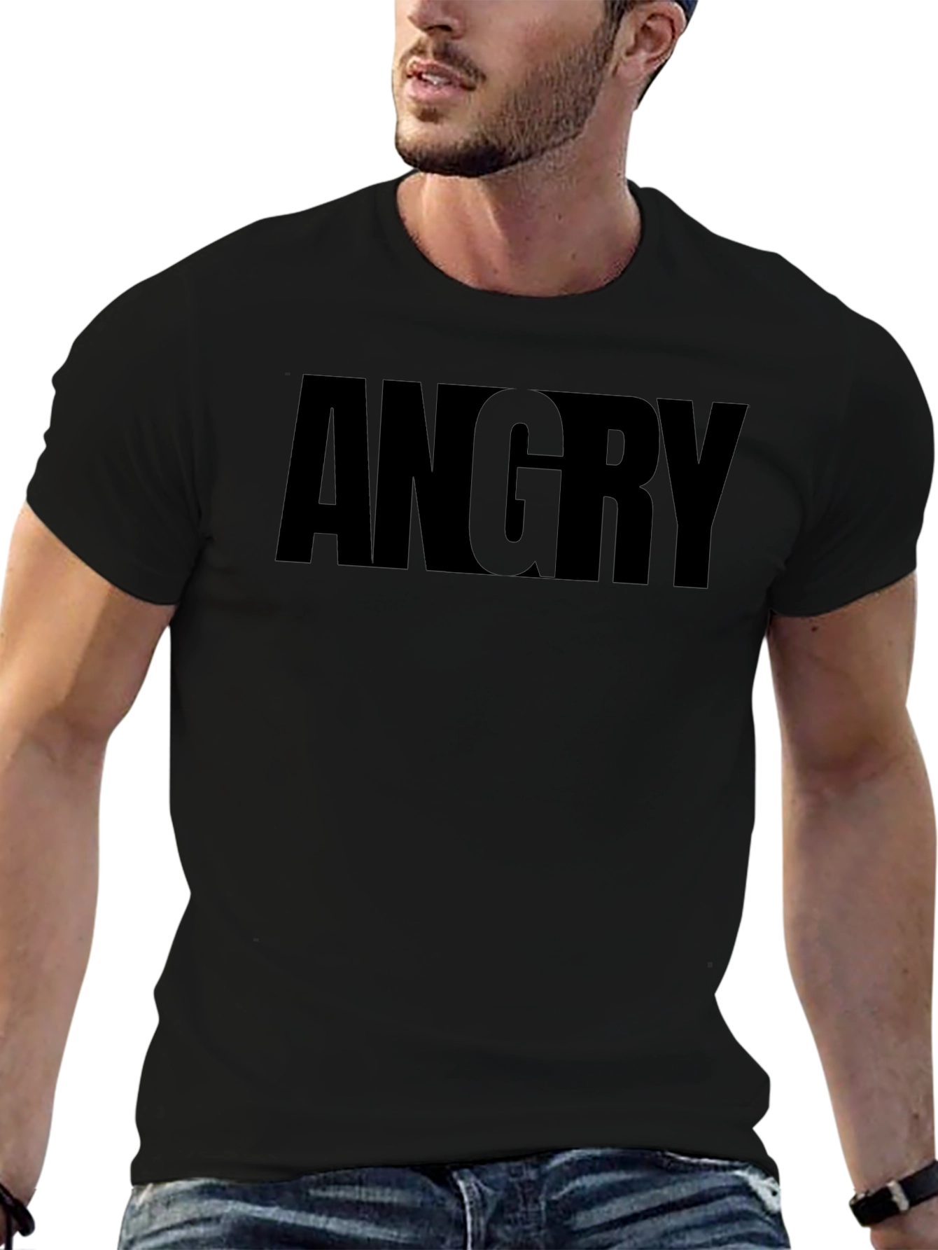 Angry Graphic Tee - Black Cotton T-Shirt
