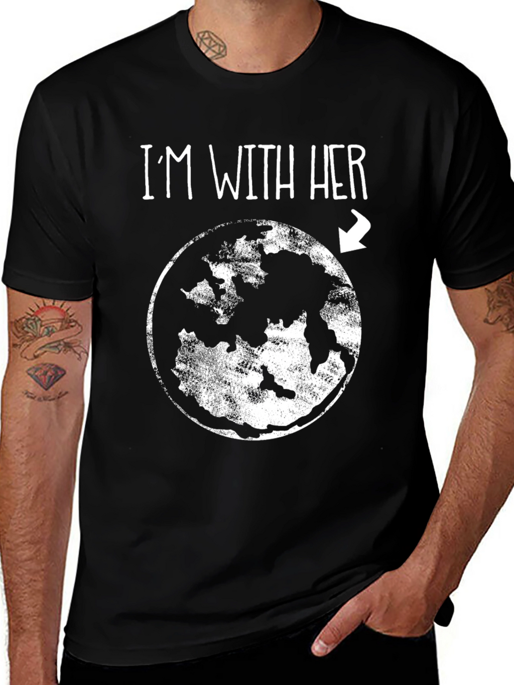 Im With Her Moon Earth T-Shirt