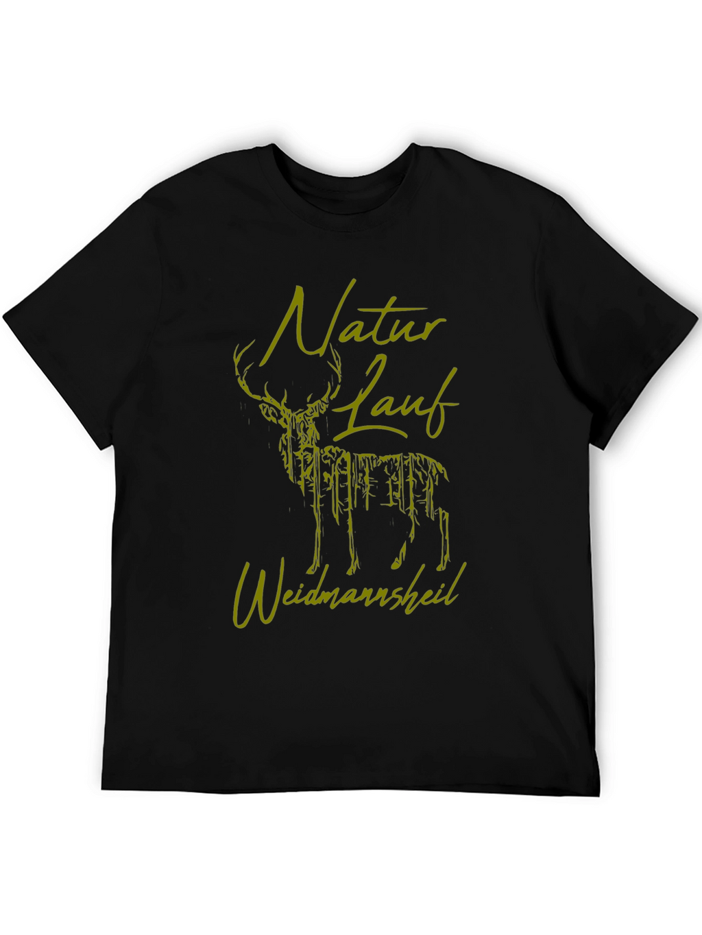 Nature Run Deer Graphic Tee - Black