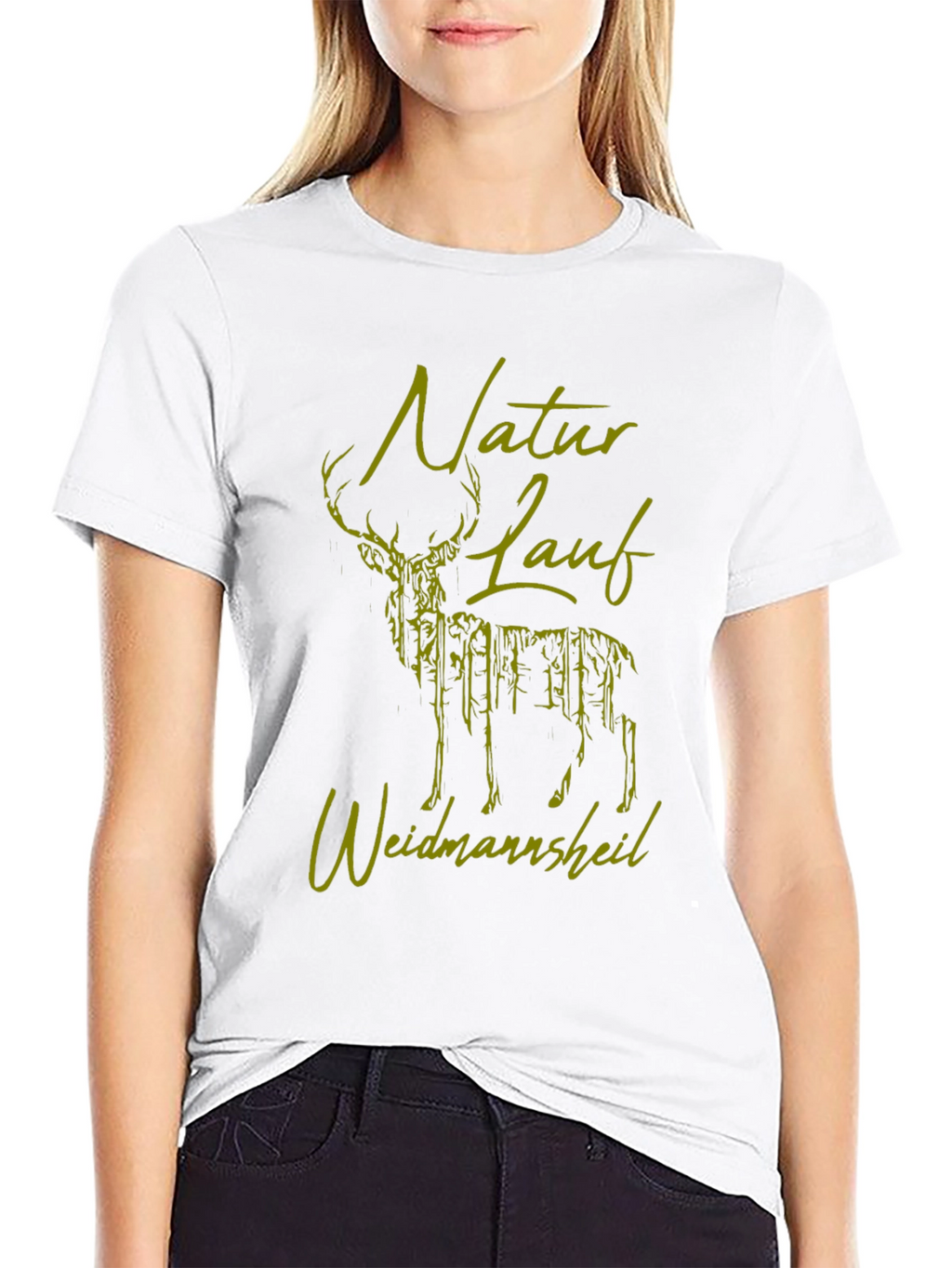 Nature Run Deer Graphic Tee - Black