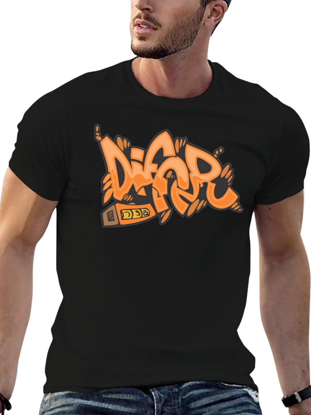 Orange Graffiti Style T-Shirt