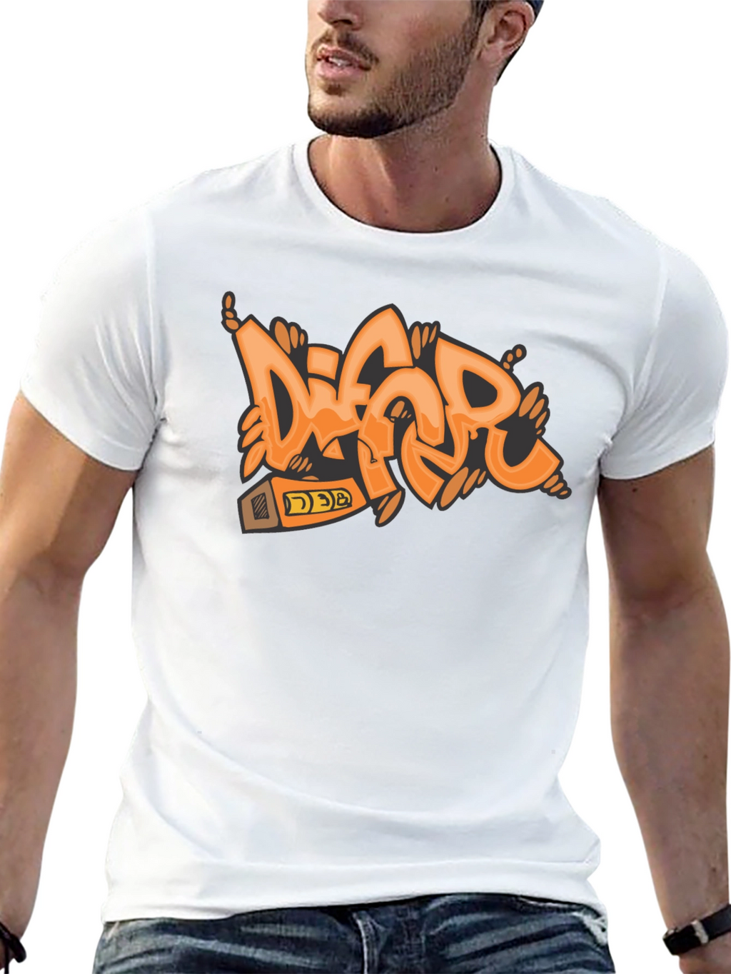 Orange Graffiti Style T-Shirt