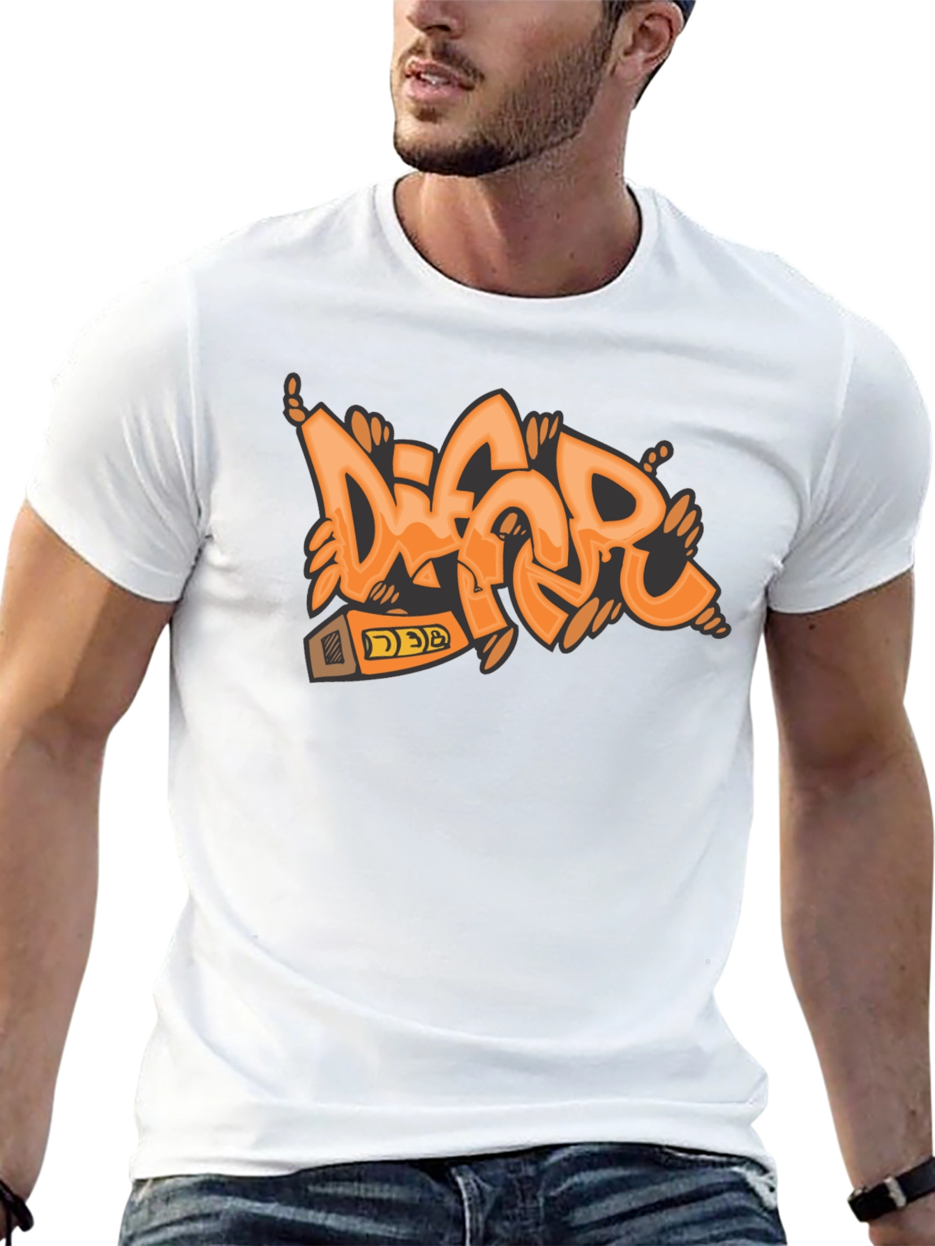 Orange Graffiti Style T-Shirt