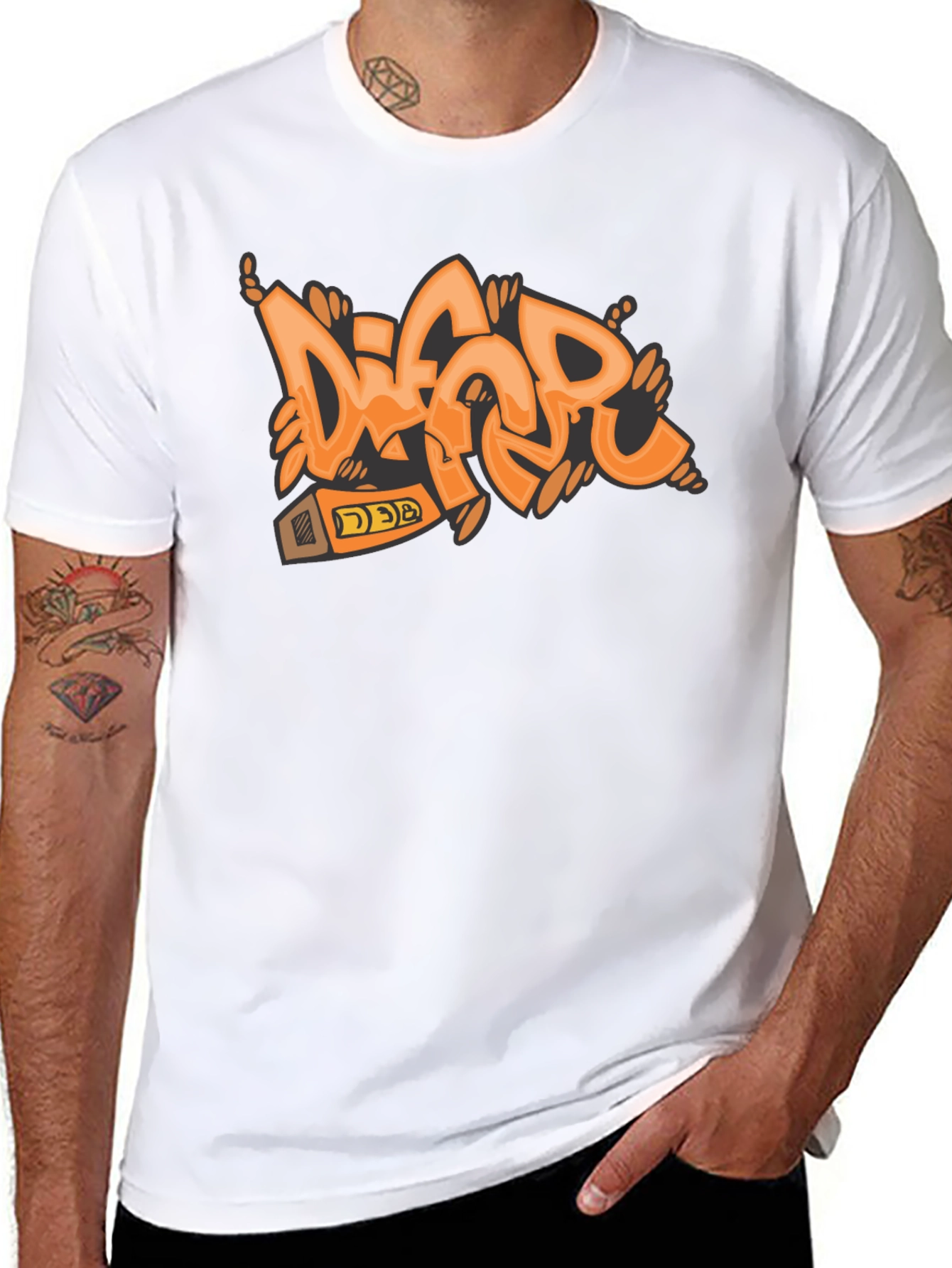 Orange Graffiti Style T-Shirt