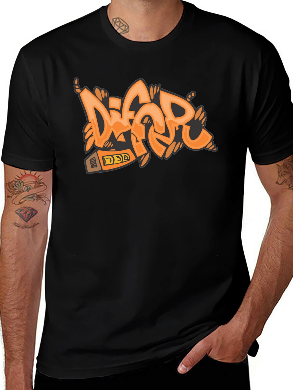 Orange Graffiti Style T-Shirt