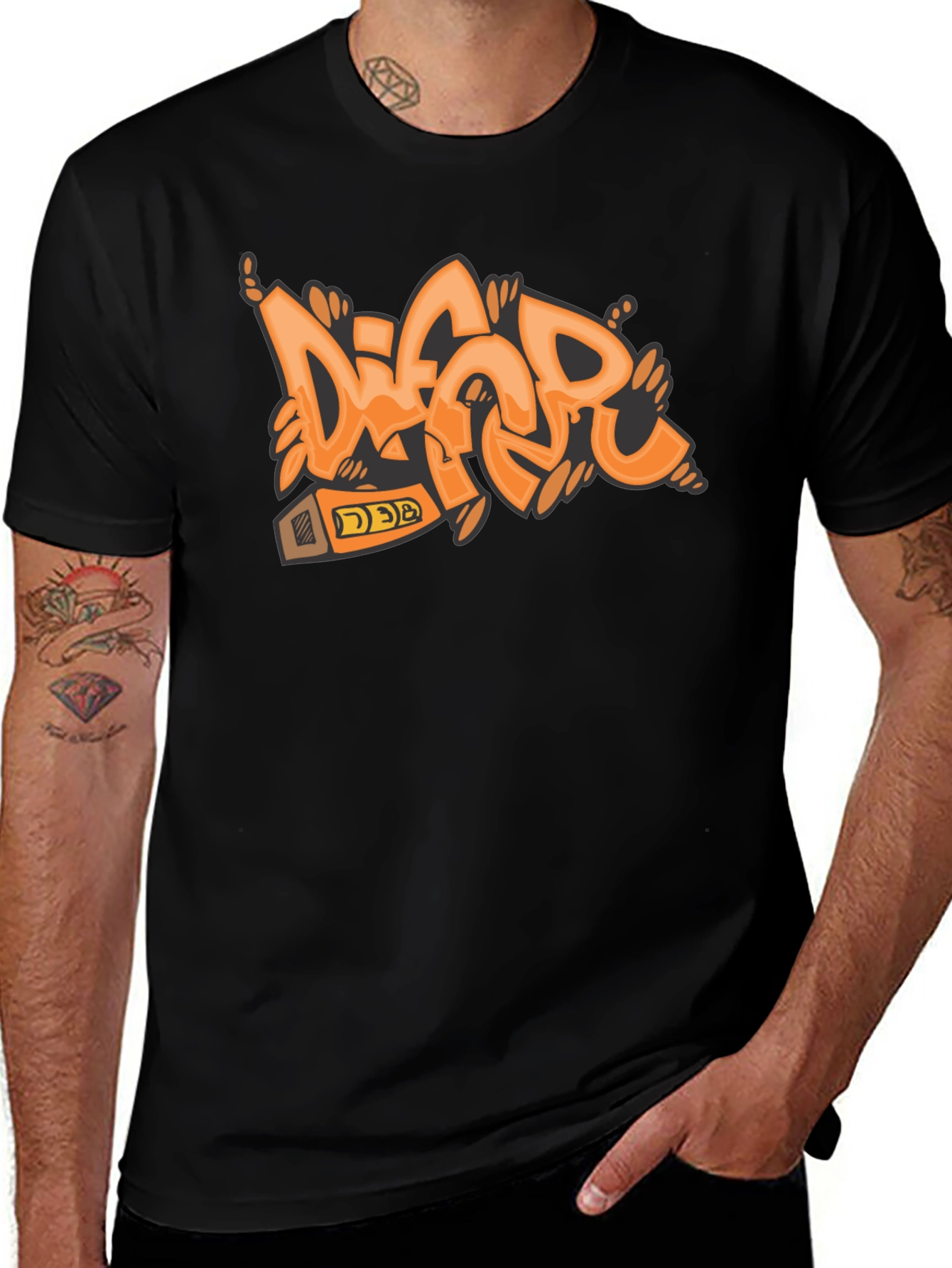 Orange Graffiti Style T-Shirt