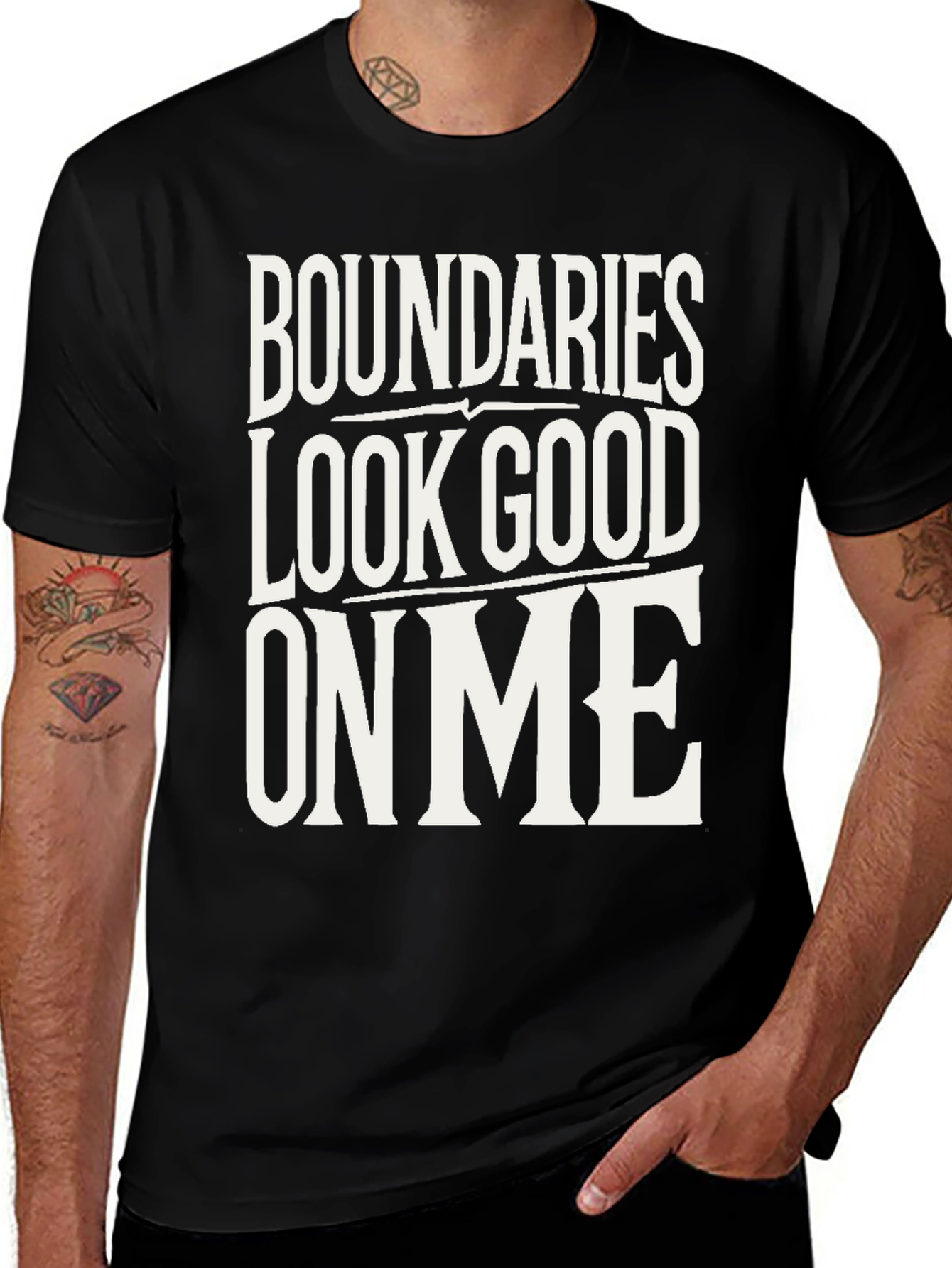 Boundaries Look Good On Me Black T-Shirt