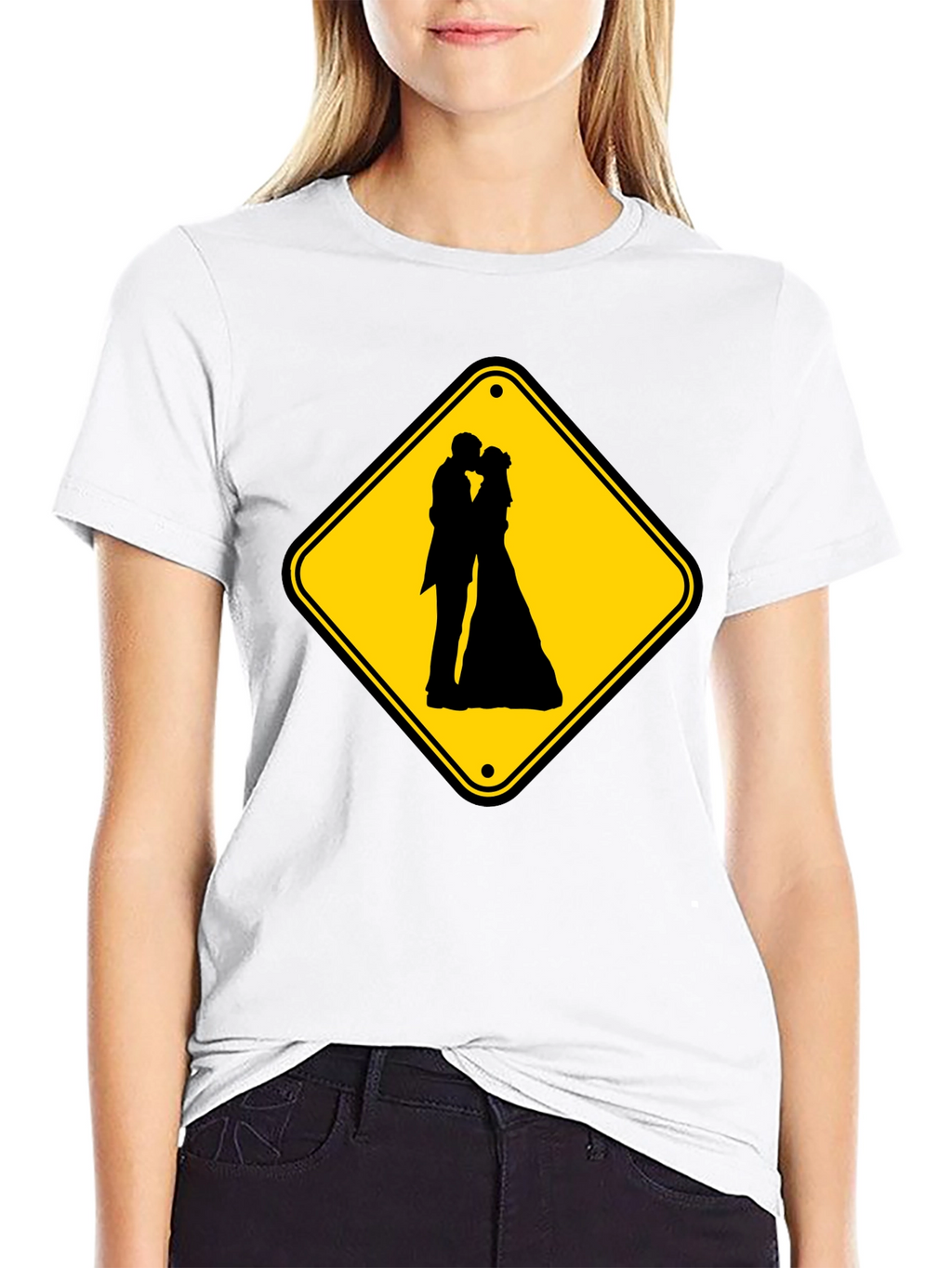 Wedding Ahead Sign T-Shirt - Novelty Black Tee
