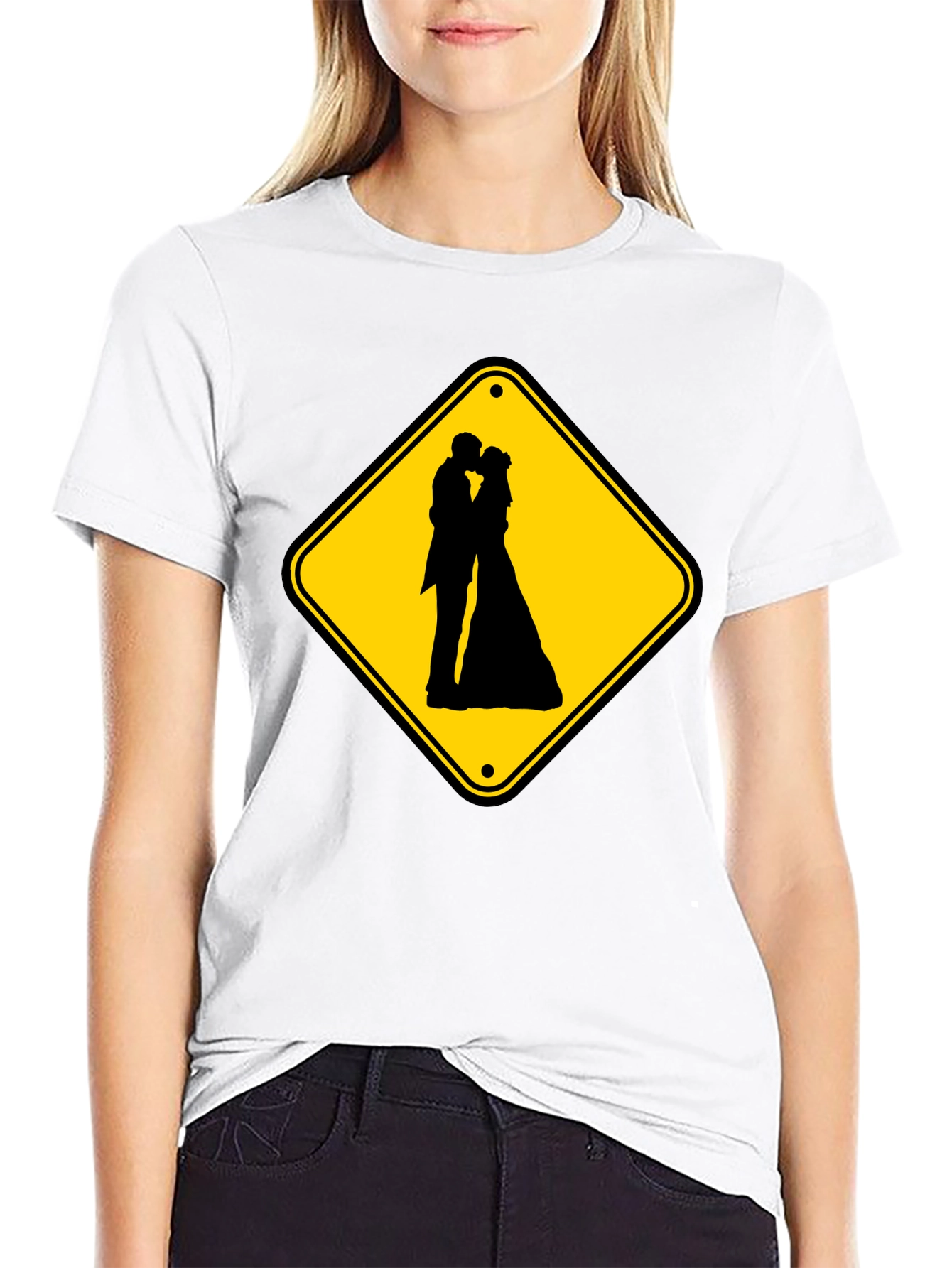 Wedding Ahead Sign T-Shirt - Novelty Black Tee