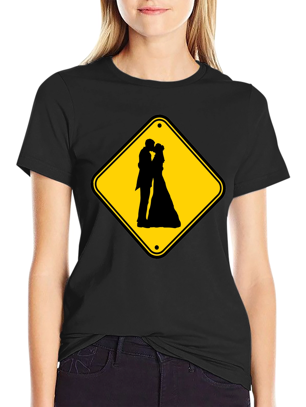 Wedding Ahead Sign T-Shirt - Novelty Black Tee