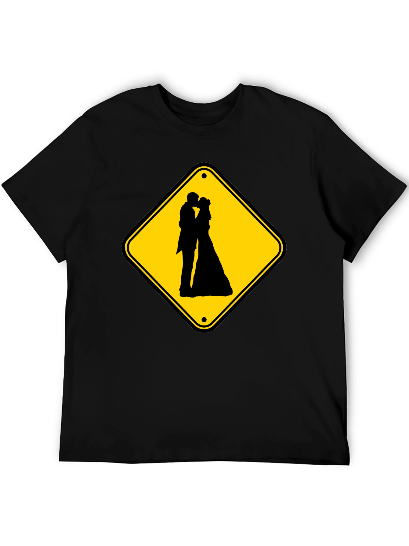 Wedding Ahead Sign T-Shirt - Novelty Black Tee