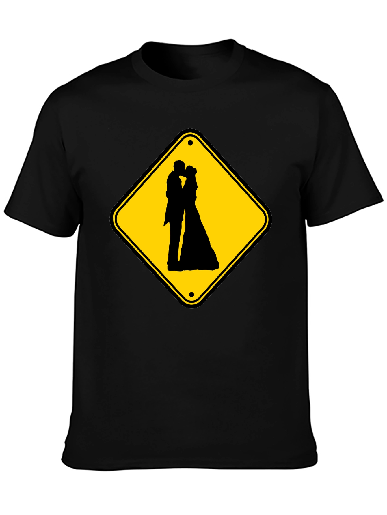 Wedding Ahead Sign T-Shirt - Novelty Black Tee
