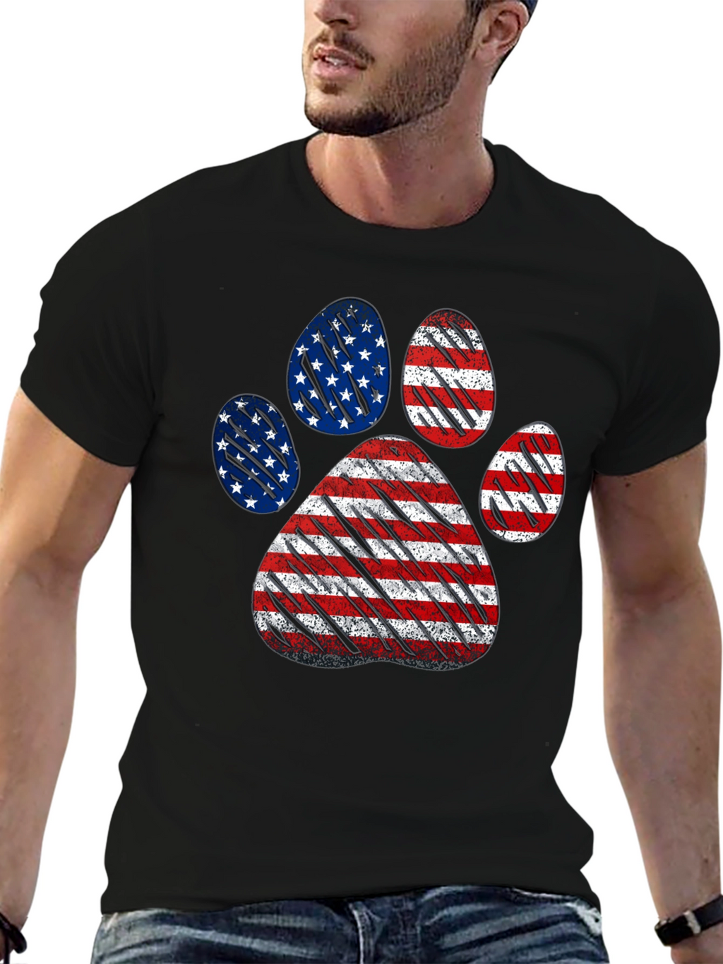 Patriotic Dog Paw Print T-Shirt