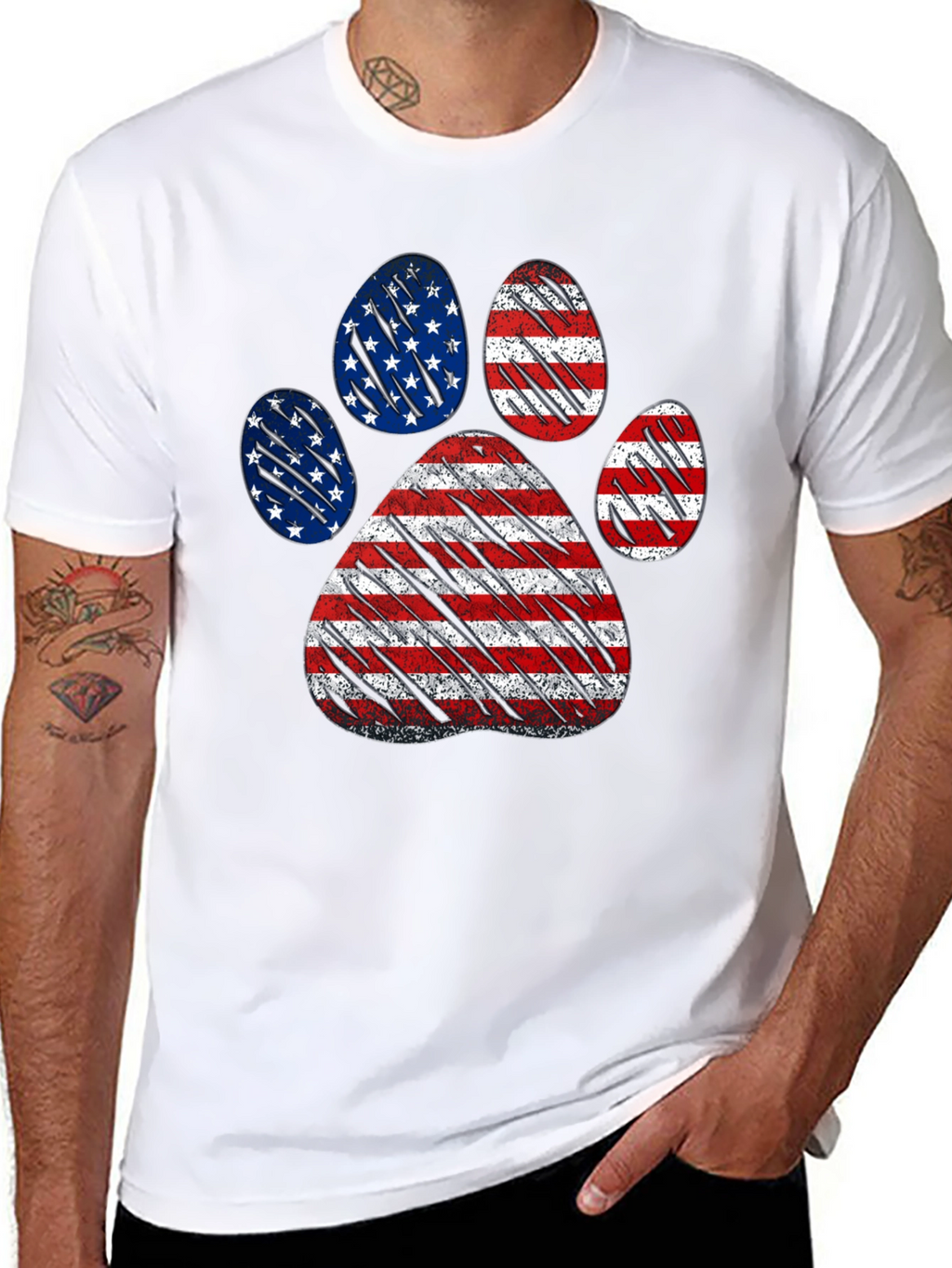 Patriotic Dog Paw Print T-Shirt