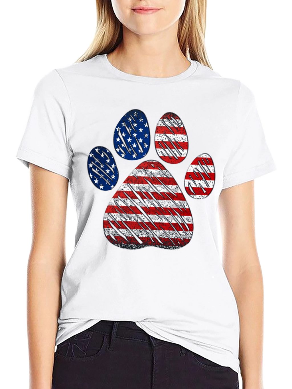 Patriotic Dog Paw Print T-Shirt