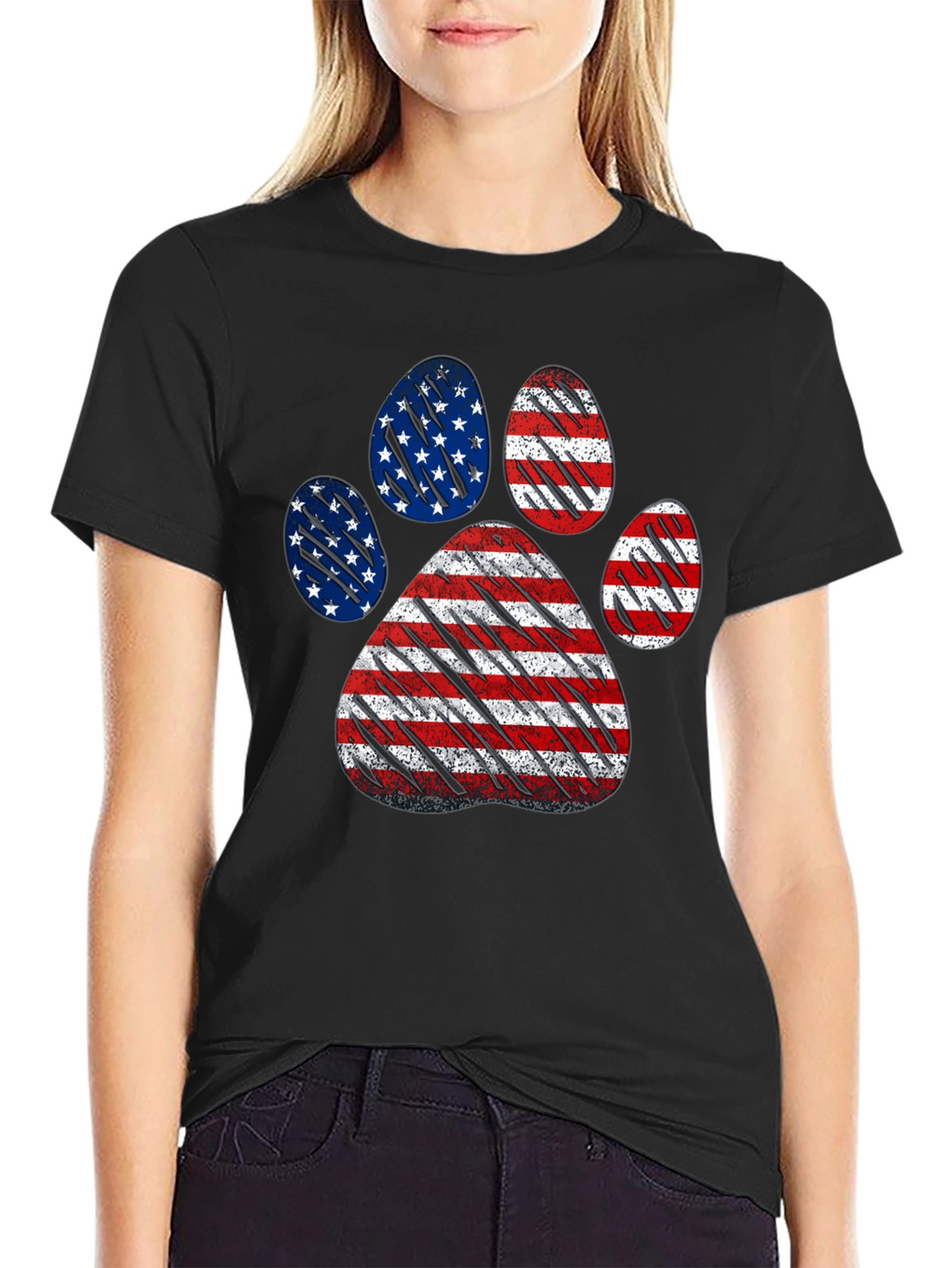 Patriotic Dog Paw Print T-Shirt