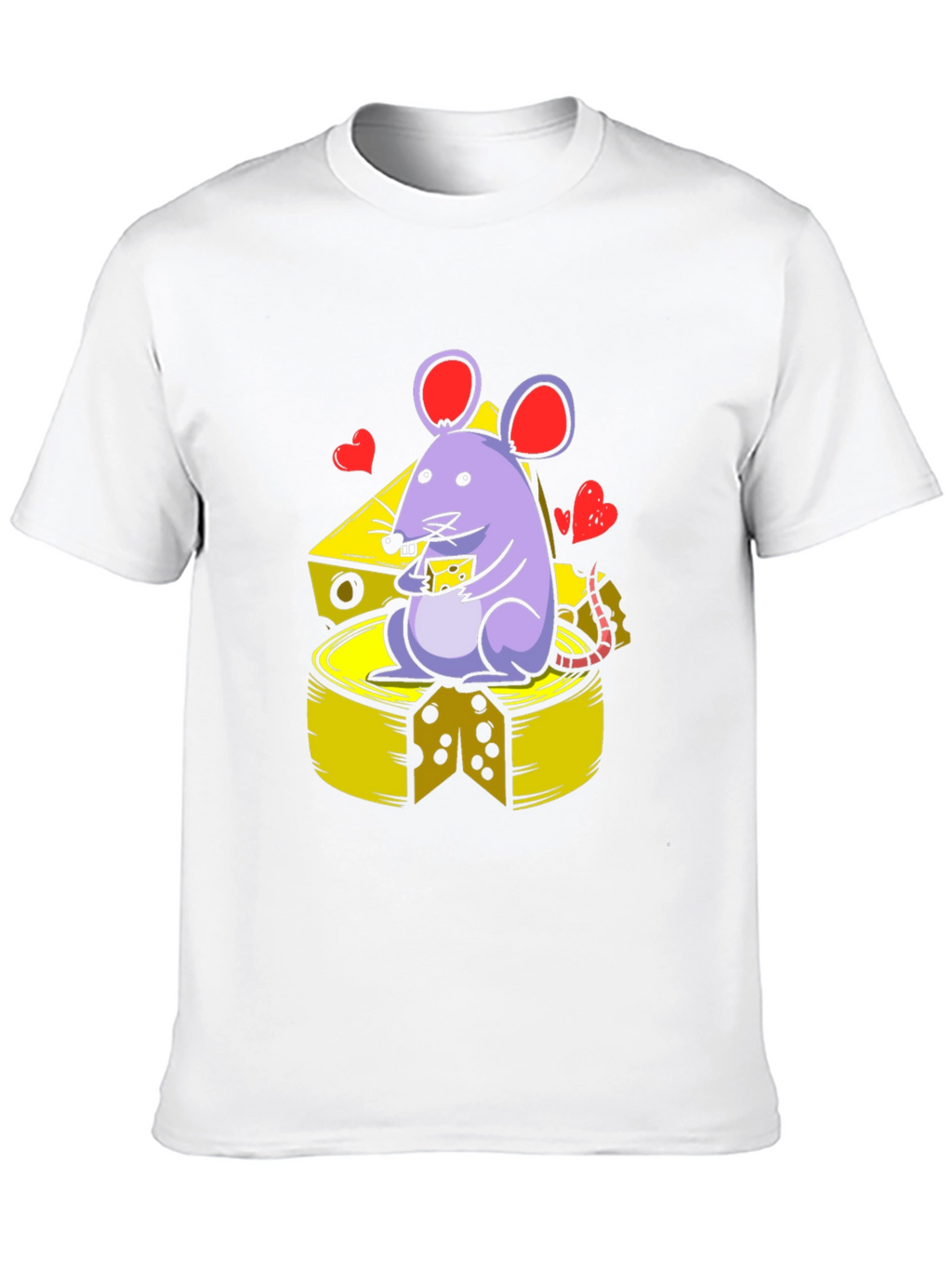 Cute Mouse Eating Cheese Graphic T-Shirt