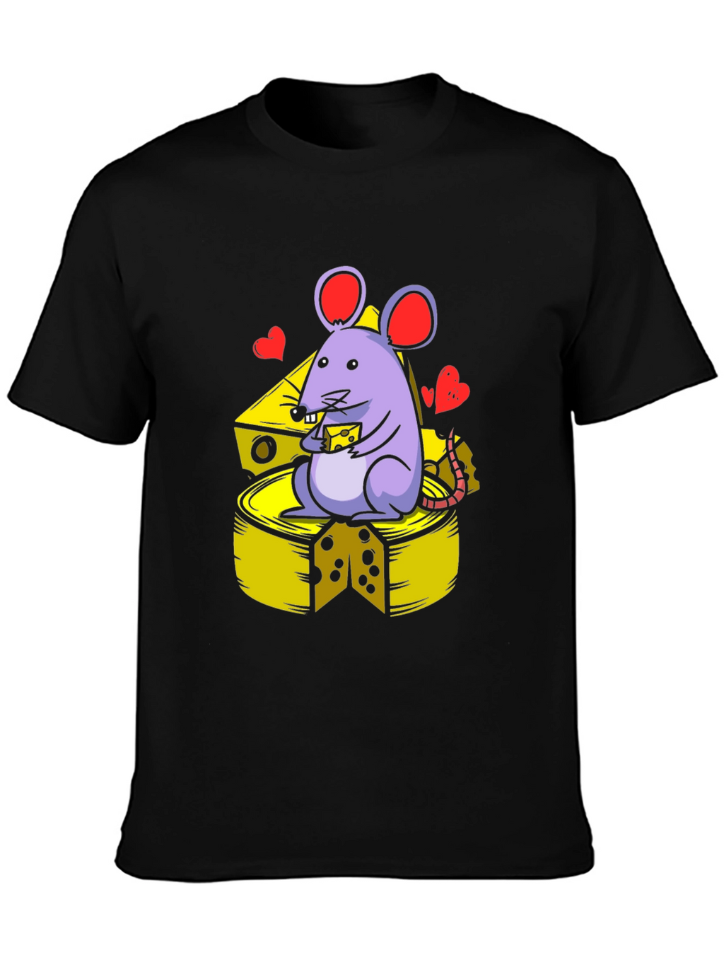 Cute Mouse Eating Cheese Graphic T-Shirt