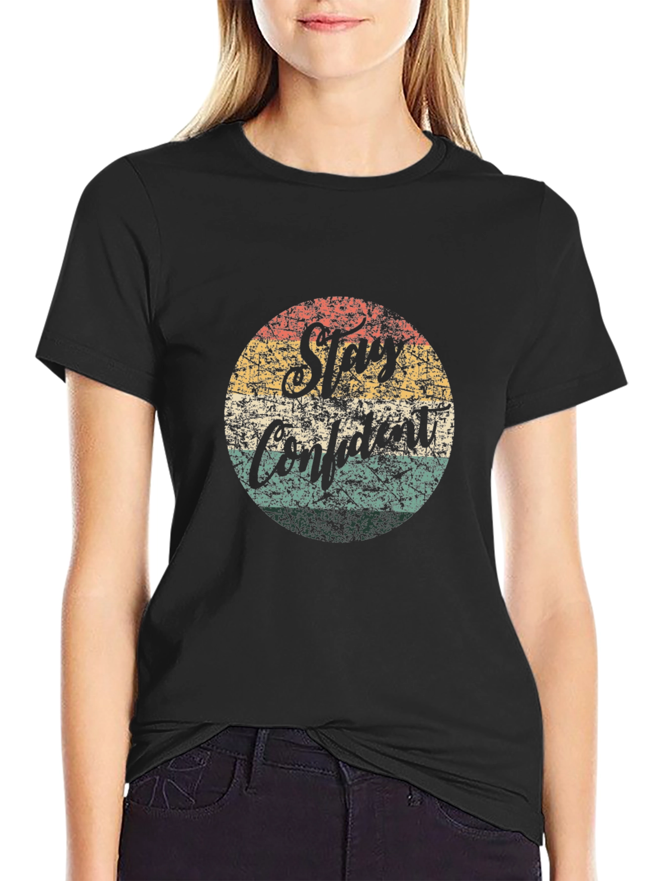 Stay Confident Retro Circle Graphic T-Shirt