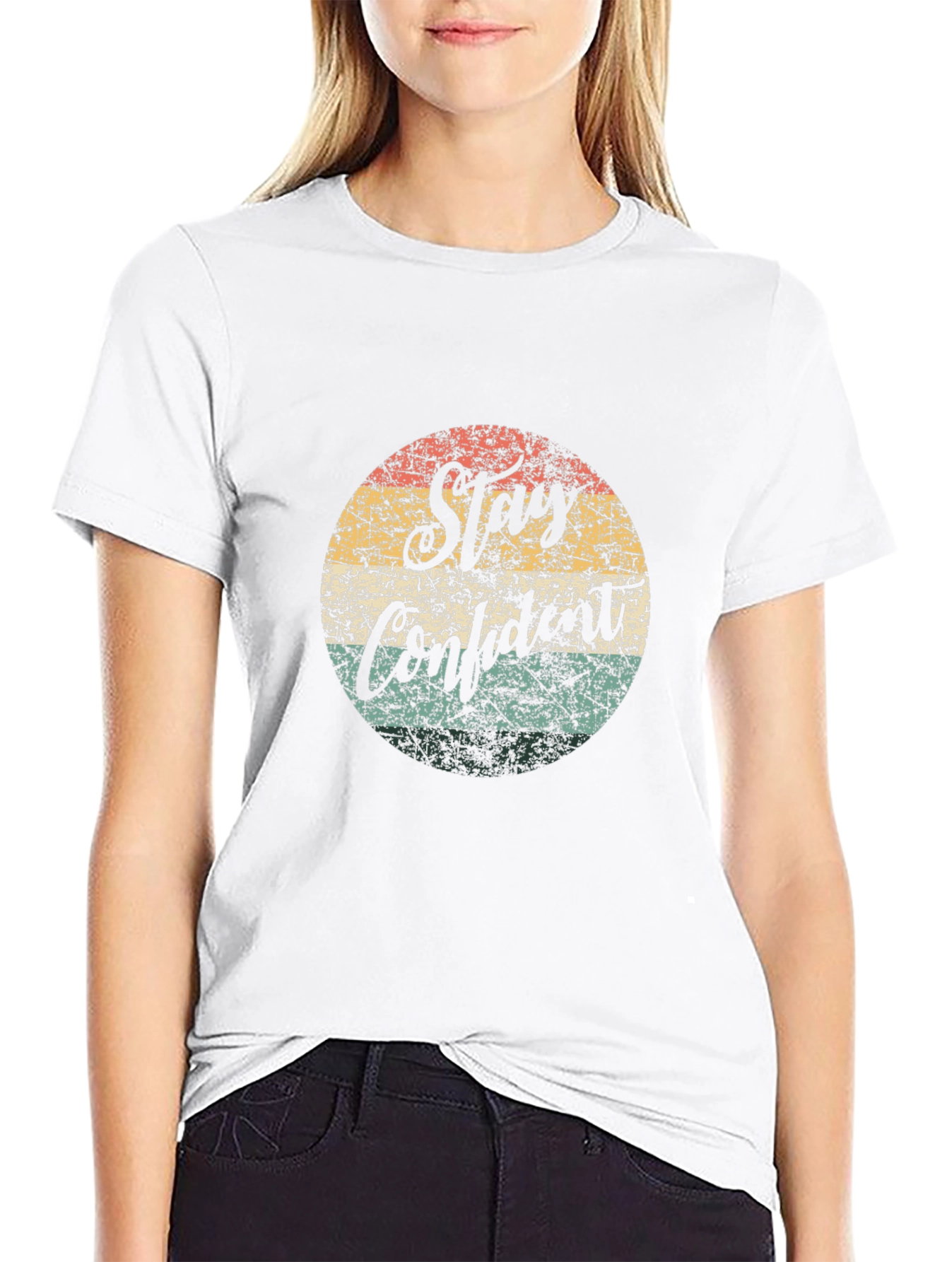 Stay Confident Retro Circle Graphic T-Shirt